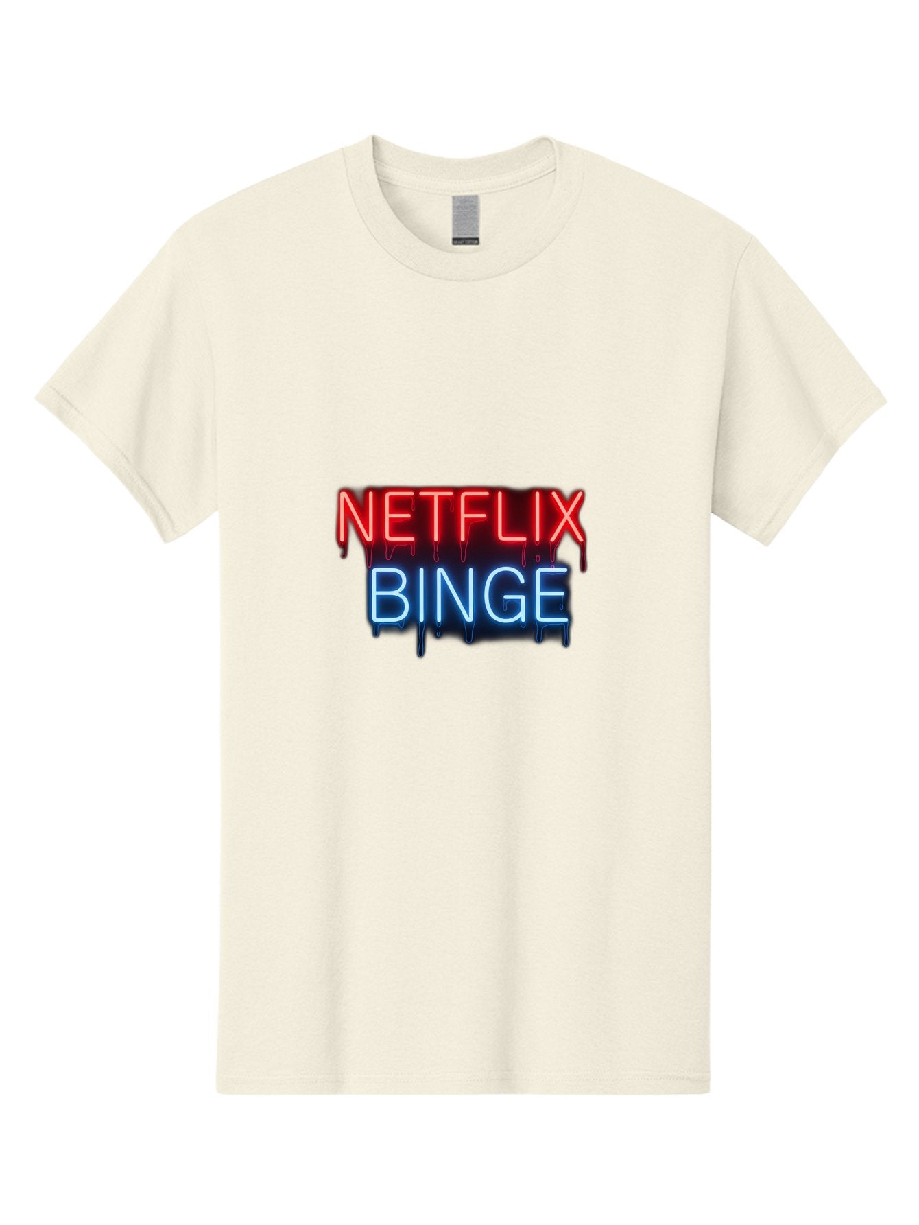 Netflix-Binge Men'S Graphic Tee, 100% Cotton, Comfortable Casual Summer Wear, Machine Washable, Netflix, Binge-Watching, Streaming Service, Neon Sign, Red And Blue Text, Tv Shows, Online Entertainment, Popular Culture, Dript Effect, Bac196 8