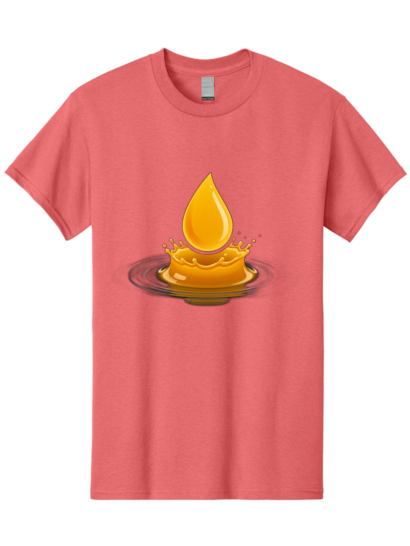 Oil-Drop-Splash Men'S Graphic Tee, 100% Cotton, Comfortable Casual Summer Wear, Machine Washable, Oil Droplet, Splash Effect, Ripple, Drop Of Oil, Brown Liquid, Abstract Design, Modern Art, Digital Illustration, Fluid Dynamics, Shiny Surface Bac199 6