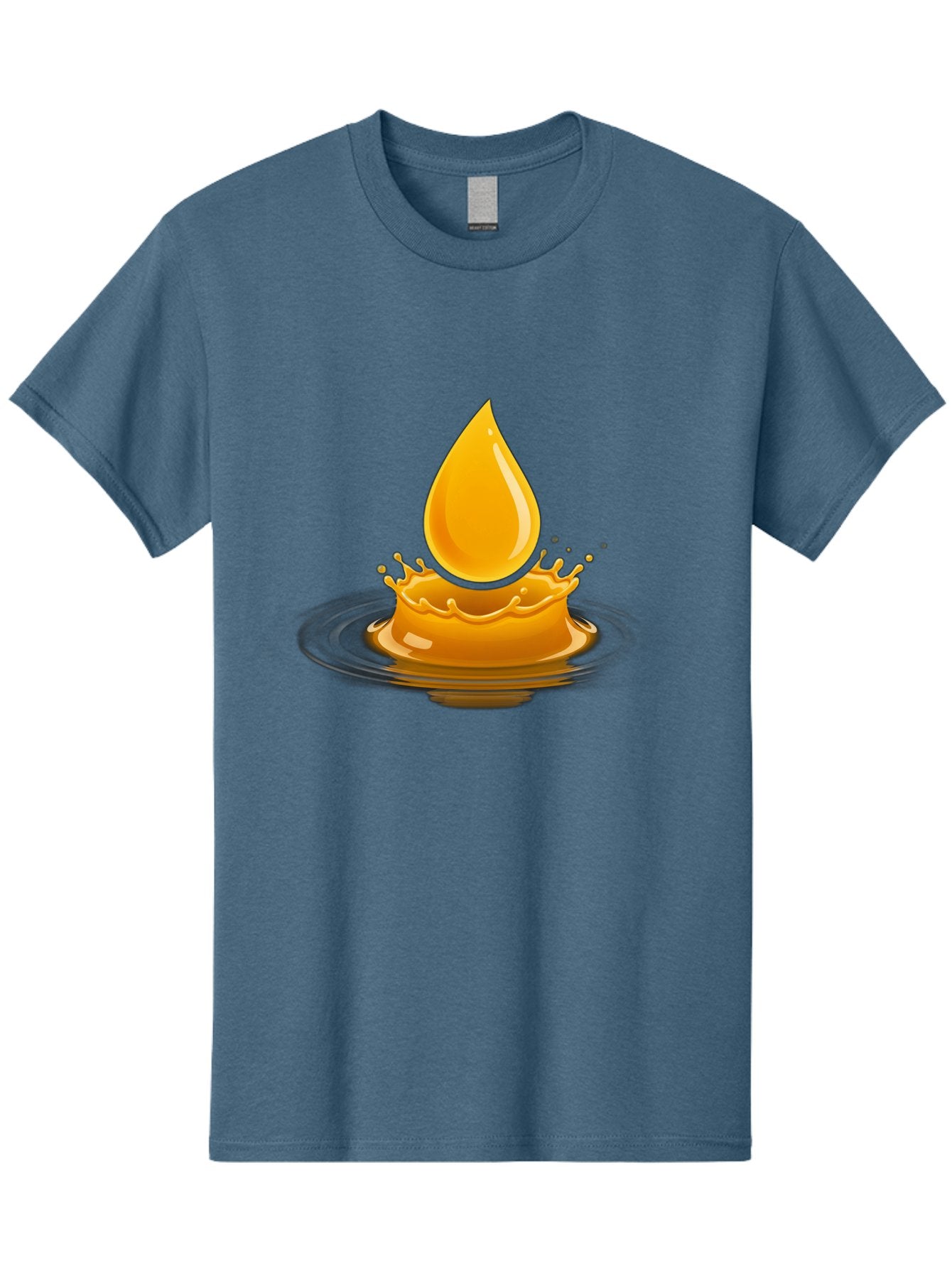 Oil-Drop-Splash Men'S Graphic Tee, 100% Cotton, Comfortable Casual Summer Wear, Machine Washable, Oil Droplet, Splash Effect, Ripple, Drop Of Oil, Brown Liquid, Abstract Design, Modern Art, Digital Illustration, Fluid Dynamics, Shiny Surface Bac199