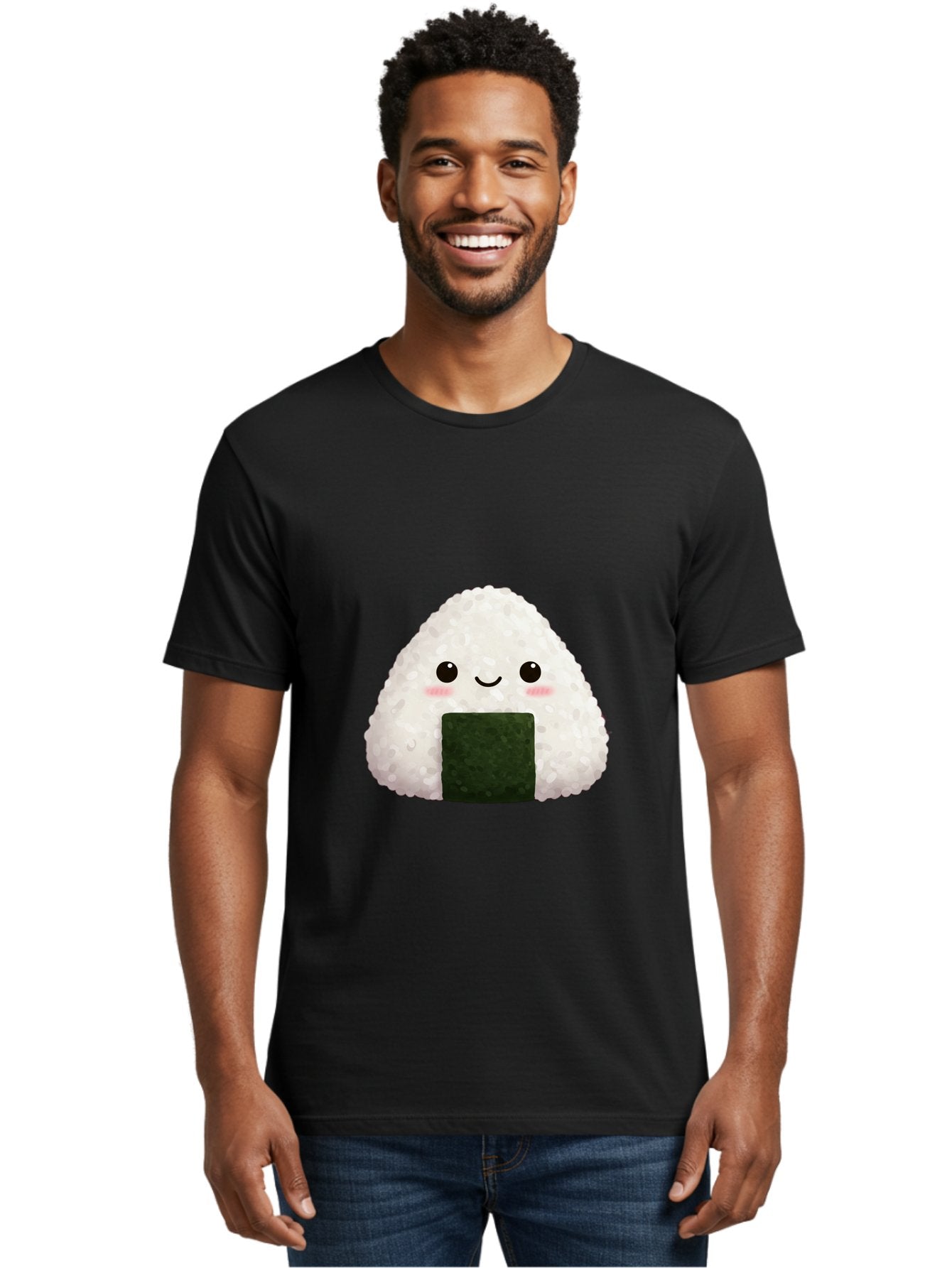 Onigiri Men'S Graphic Tee, 100% Cotton, Comfortable Casual Summer Wear, Machine Washable, Triangular Onigiri, Japanese Rice Ball, Nori Seaweed, Kawaii Food, Cute Character, Cartoon Illustration, Adorable Snack, Japanese Cuisine Bac200 27