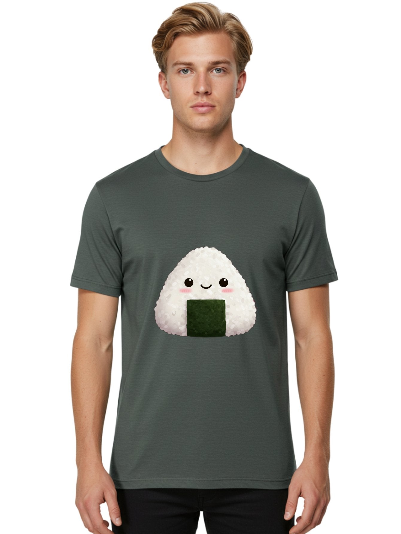 Onigiri Men'S Graphic Tee, 100% Cotton, Comfortable Casual Summer Wear, Machine Washable, Triangular Onigiri, Japanese Rice Ball, Nori Seaweed, Kawaii Food, Cute Character, Cartoon Illustration, Adorable Snack, Japanese Cuisine Bac200 18