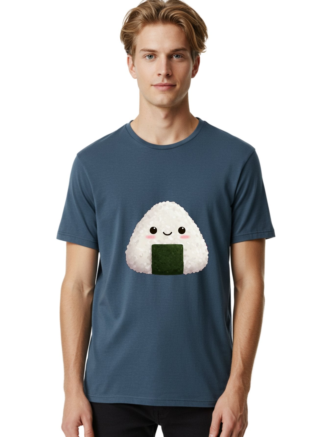 Onigiri Men'S Graphic Tee, 100% Cotton, Comfortable Casual Summer Wear, Machine Washable, Triangular Onigiri, Japanese Rice Ball, Nori Seaweed, Kawaii Food, Cute Character, Cartoon Illustration, Adorable Snack, Japanese Cuisine Bac200 19