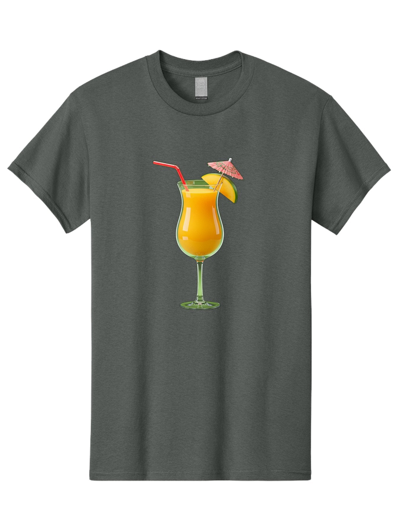 Orange-Cocktail Men'S Graphic Tee, 100% Cotton, Comfortable Casual Summer Wear, Machine Washable, Hurricane Cocktail, Tropical Drink, Orange Juice, Cocktail Umbrella, Red Straw, Citrus Slice, Refreshing Beverage, Summer Cocktail, Vibrant Drink Bac201 4