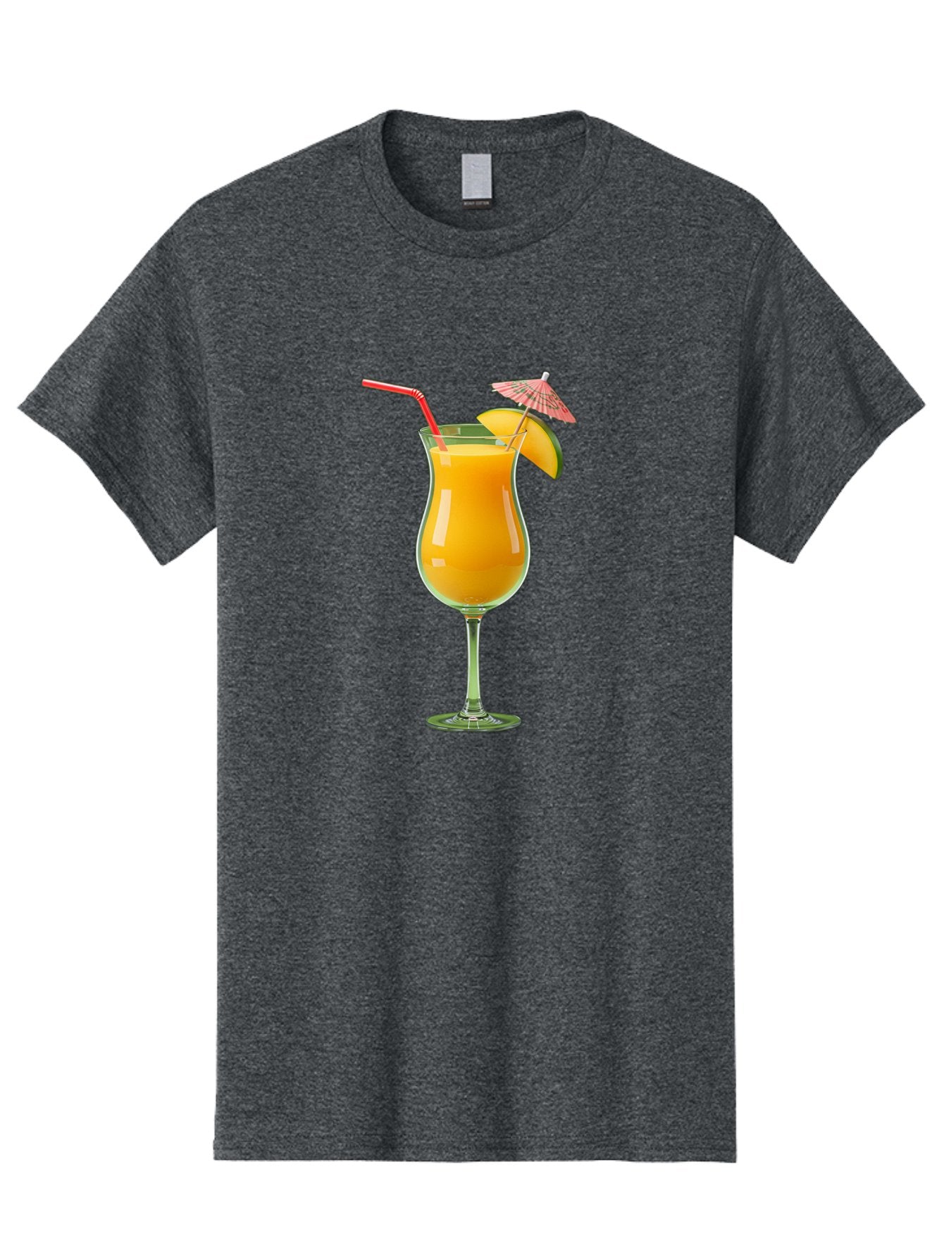 Orange-Cocktail Men'S Graphic Tee, 100% Cotton, Comfortable Casual Summer Wear, Machine Washable, Hurricane Cocktail, Tropical Drink, Orange Juice, Cocktail Umbrella, Red Straw, Citrus Slice, Refreshing Beverage, Summer Cocktail, Vibrant Drink Bac201