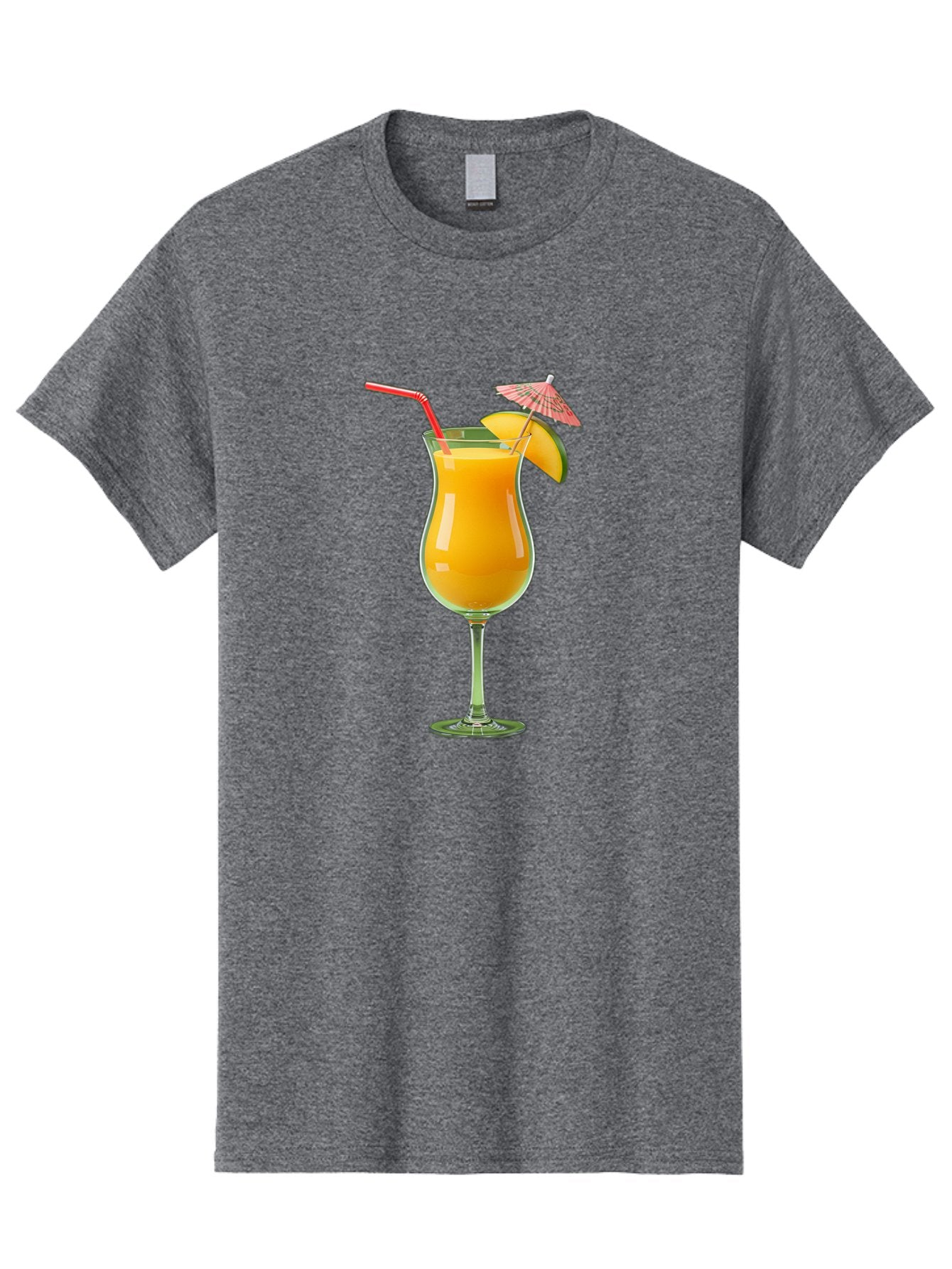 Orange-Cocktail Men'S Graphic Tee, 100% Cotton, Comfortable Casual Summer Wear, Machine Washable, Hurricane Cocktail, Tropical Drink, Orange Juice, Cocktail Umbrella, Red Straw, Citrus Slice, Refreshing Beverage, Summer Cocktail, Vibrant Drink Bac201 7