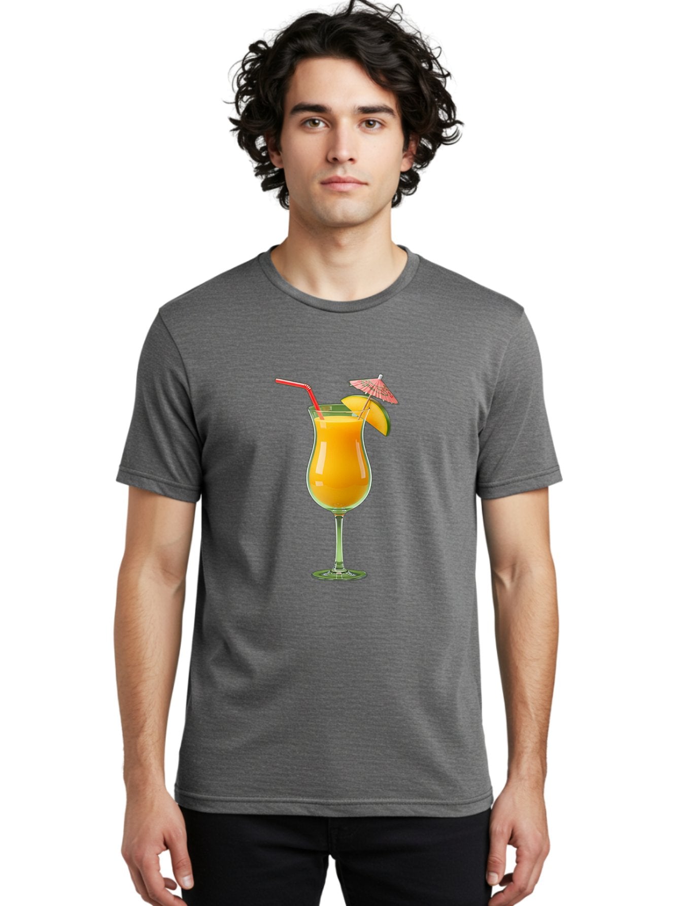 Orange-Cocktail Men'S Graphic Tee, 100% Cotton, Comfortable Casual Summer Wear, Machine Washable, Hurricane Cocktail, Tropical Drink, Orange Juice, Cocktail Umbrella, Red Straw, Citrus Slice, Refreshing Beverage, Summer Cocktail, Vibrant Drink Bac201 16