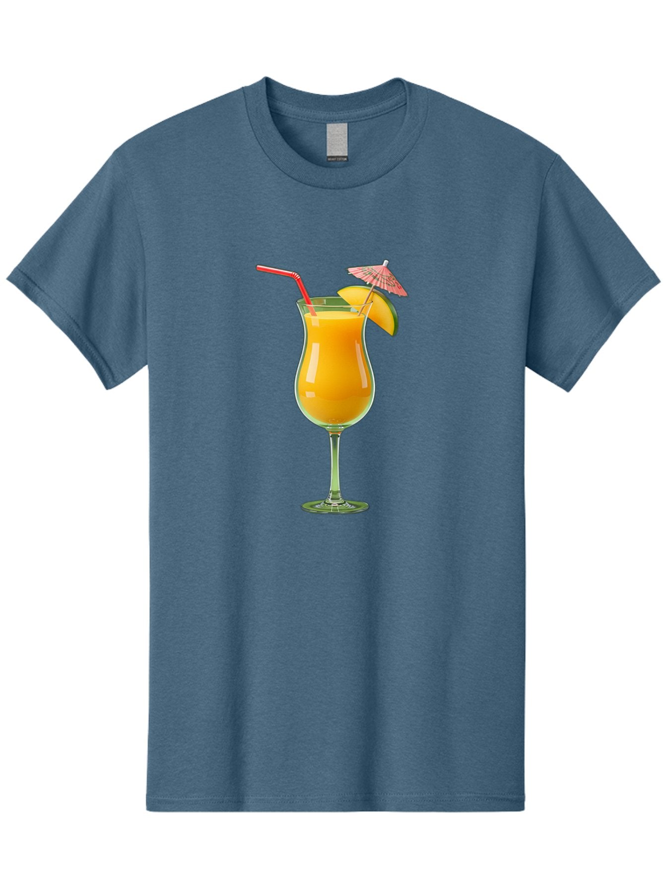 Orange-Cocktail Men'S Graphic Tee, 100% Cotton, Comfortable Casual Summer Wear, Machine Washable, Hurricane Cocktail, Tropical Drink, Orange Juice, Cocktail Umbrella, Red Straw, Citrus Slice, Refreshing Beverage, Summer Cocktail, Vibrant Drink Bac201 6