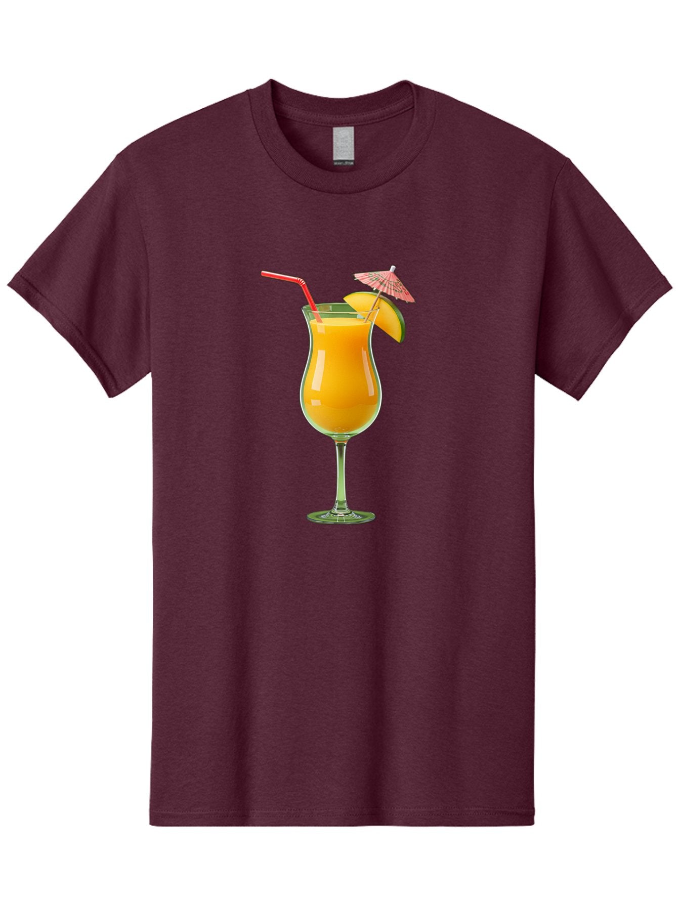 Orange-Cocktail Men'S Graphic Tee, 100% Cotton, Comfortable Casual Summer Wear, Machine Washable, Hurricane Cocktail, Tropical Drink, Orange Juice, Cocktail Umbrella, Red Straw, Citrus Slice, Refreshing Beverage, Summer Cocktail, Vibrant Drink Bac201 5
