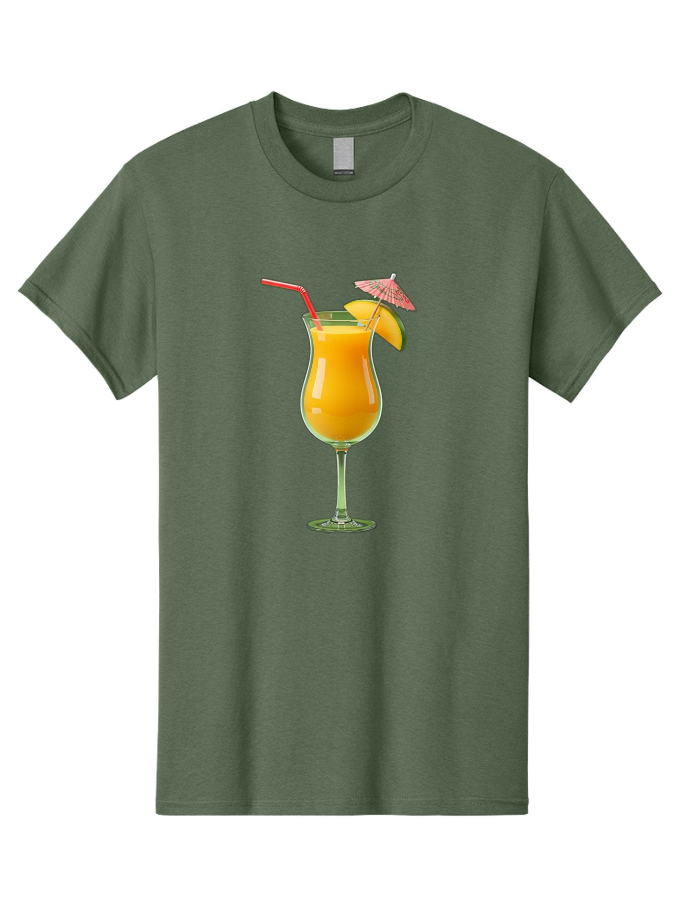 Orange-Cocktail Men'S Graphic Tee, 100% Cotton, Comfortable Casual Summer Wear, Machine Washable, Hurricane Cocktail, Tropical Drink, Orange Juice, Cocktail Umbrella, Red Straw, Citrus Slice, Refreshing Beverage, Summer Cocktail, Vibrant Drink Bac201 9