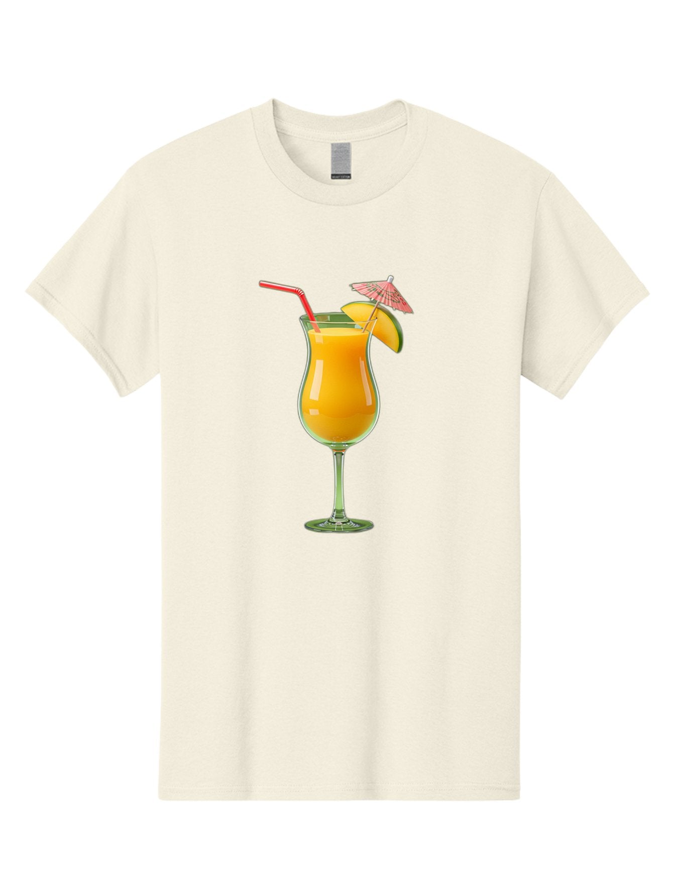 Orange-Cocktail Men'S Graphic Tee, 100% Cotton, Comfortable Casual Summer Wear, Machine Washable, Hurricane Cocktail, Tropical Drink, Orange Juice, Cocktail Umbrella, Red Straw, Citrus Slice, Refreshing Beverage, Summer Cocktail, Vibrant Drink Bac201