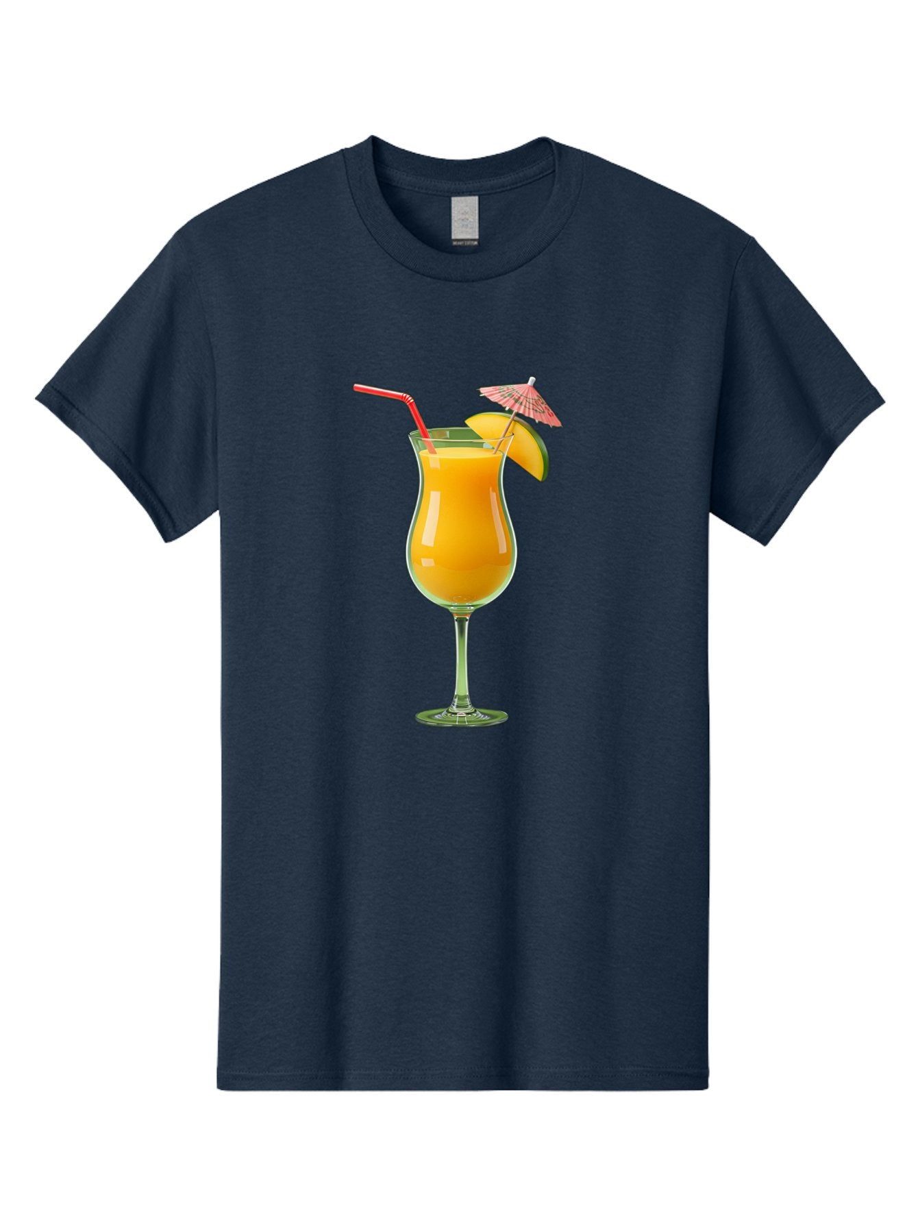 Orange-Cocktail Men'S Graphic Tee, 100% Cotton, Comfortable Casual Summer Wear, Machine Washable, Hurricane Cocktail, Tropical Drink, Orange Juice, Cocktail Umbrella, Red Straw, Citrus Slice, Refreshing Beverage, Summer Cocktail, Vibrant Drink Bac201 3