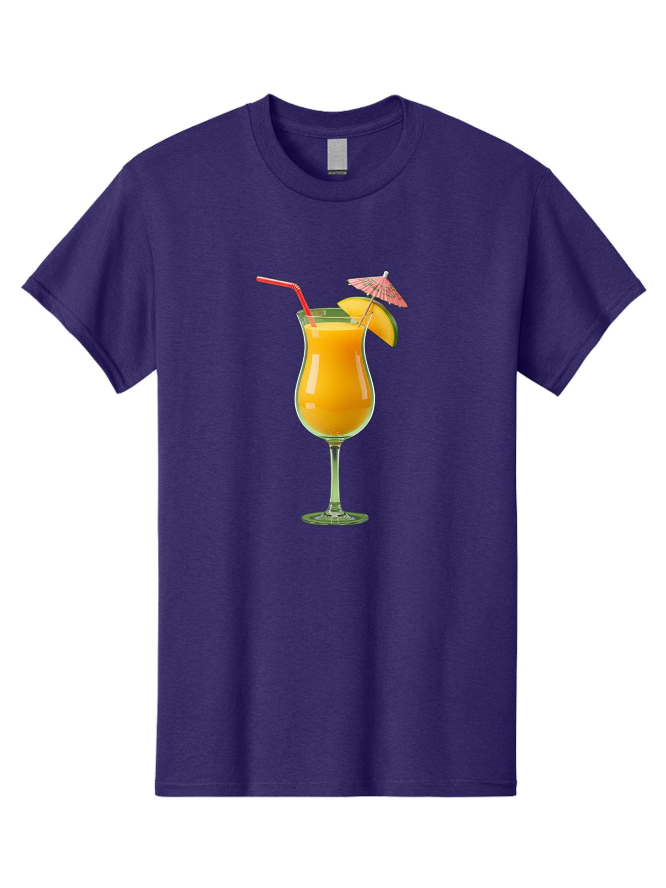 Orange-Cocktail Men'S Graphic Tee, 100% Cotton, Comfortable Casual Summer Wear, Machine Washable, Hurricane Cocktail, Tropical Drink, Orange Juice, Cocktail Umbrella, Red Straw, Citrus Slice, Refreshing Beverage, Summer Cocktail, Vibrant Drink Bac201 13