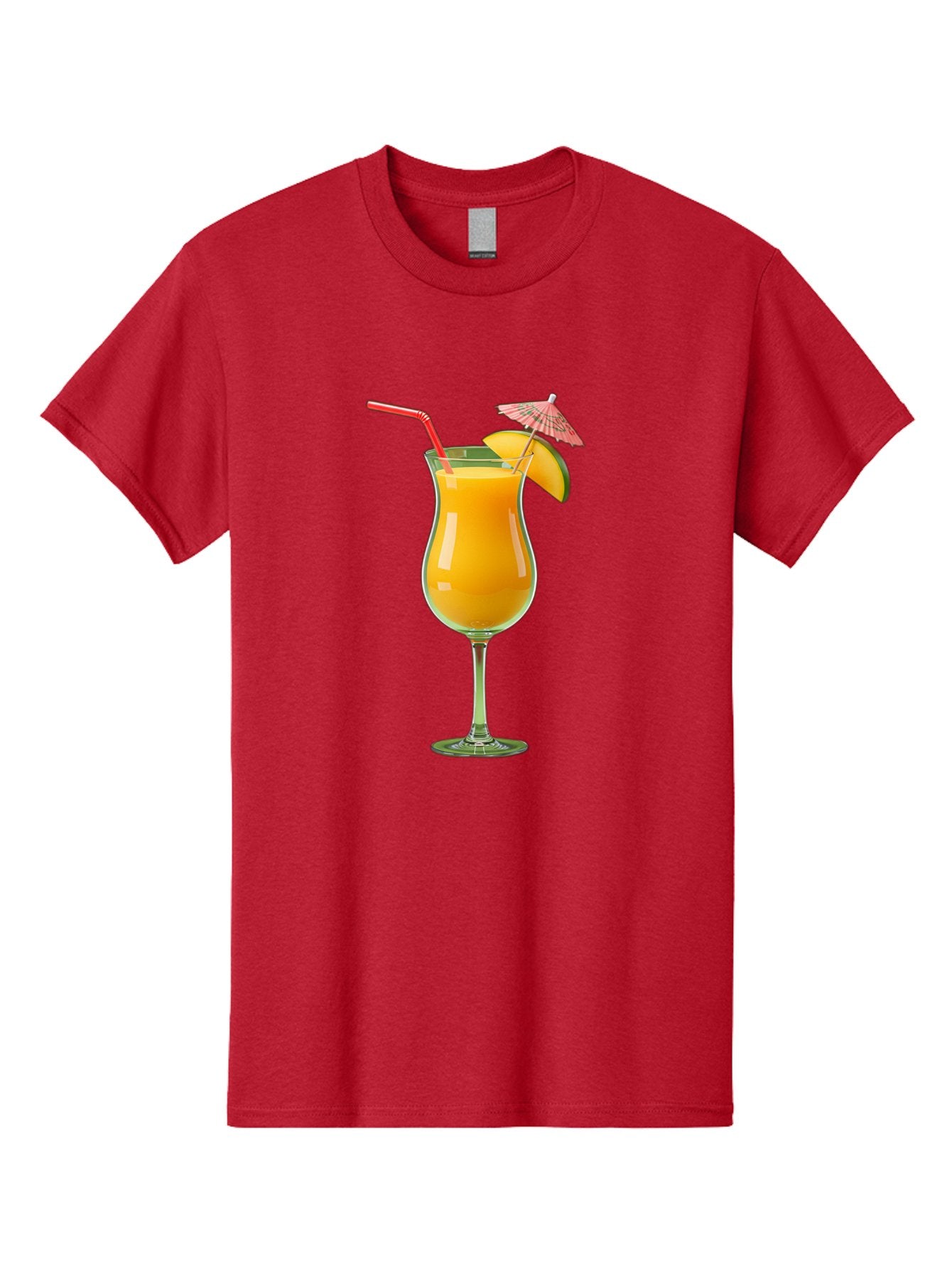 Orange-Cocktail Men'S Graphic Tee, 100% Cotton, Comfortable Casual Summer Wear, Machine Washable, Hurricane Cocktail, Tropical Drink, Orange Juice, Cocktail Umbrella, Red Straw, Citrus Slice, Refreshing Beverage, Summer Cocktail, Vibrant Drink Bac201 10