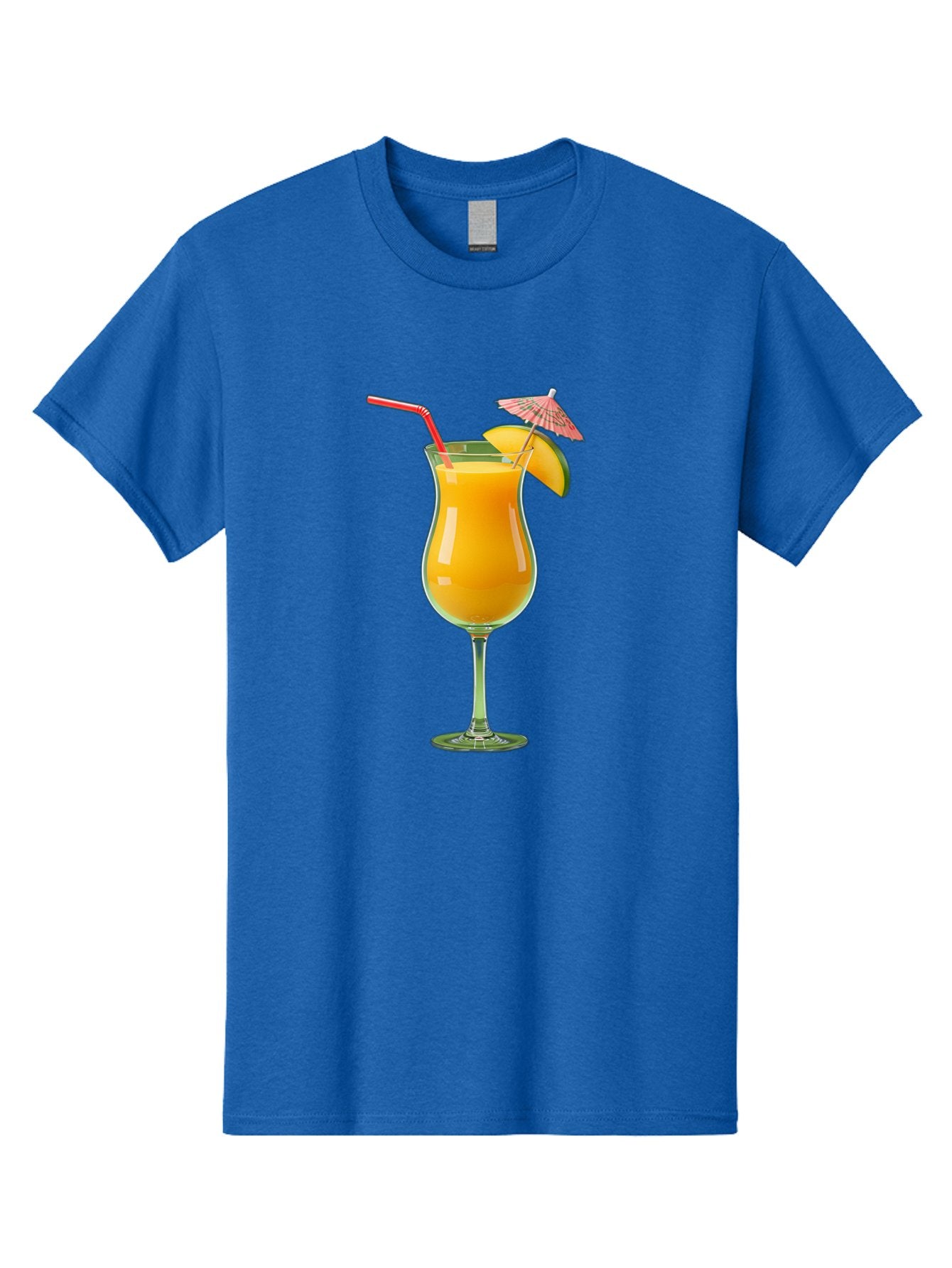 Orange-Cocktail Men'S Graphic Tee, 100% Cotton, Comfortable Casual Summer Wear, Machine Washable, Hurricane Cocktail, Tropical Drink, Orange Juice, Cocktail Umbrella, Red Straw, Citrus Slice, Refreshing Beverage, Summer Cocktail, Vibrant Drink Bac201 12