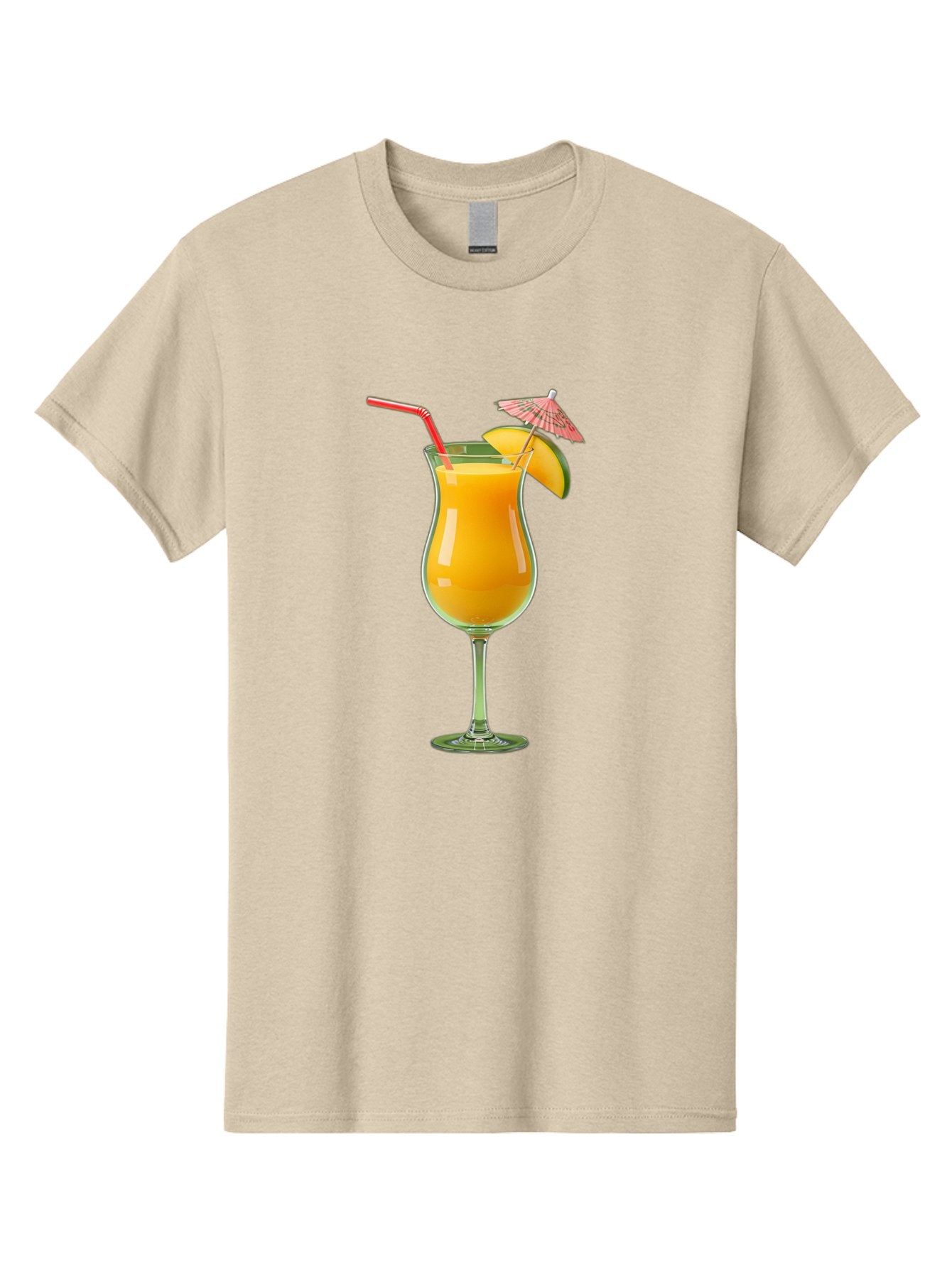 Orange-Cocktail Men'S Graphic Tee, 100% Cotton, Comfortable Casual Summer Wear, Machine Washable, Hurricane Cocktail, Tropical Drink, Orange Juice, Cocktail Umbrella, Red Straw, Citrus Slice, Refreshing Beverage, Summer Cocktail, Vibrant Drink Bac201 8