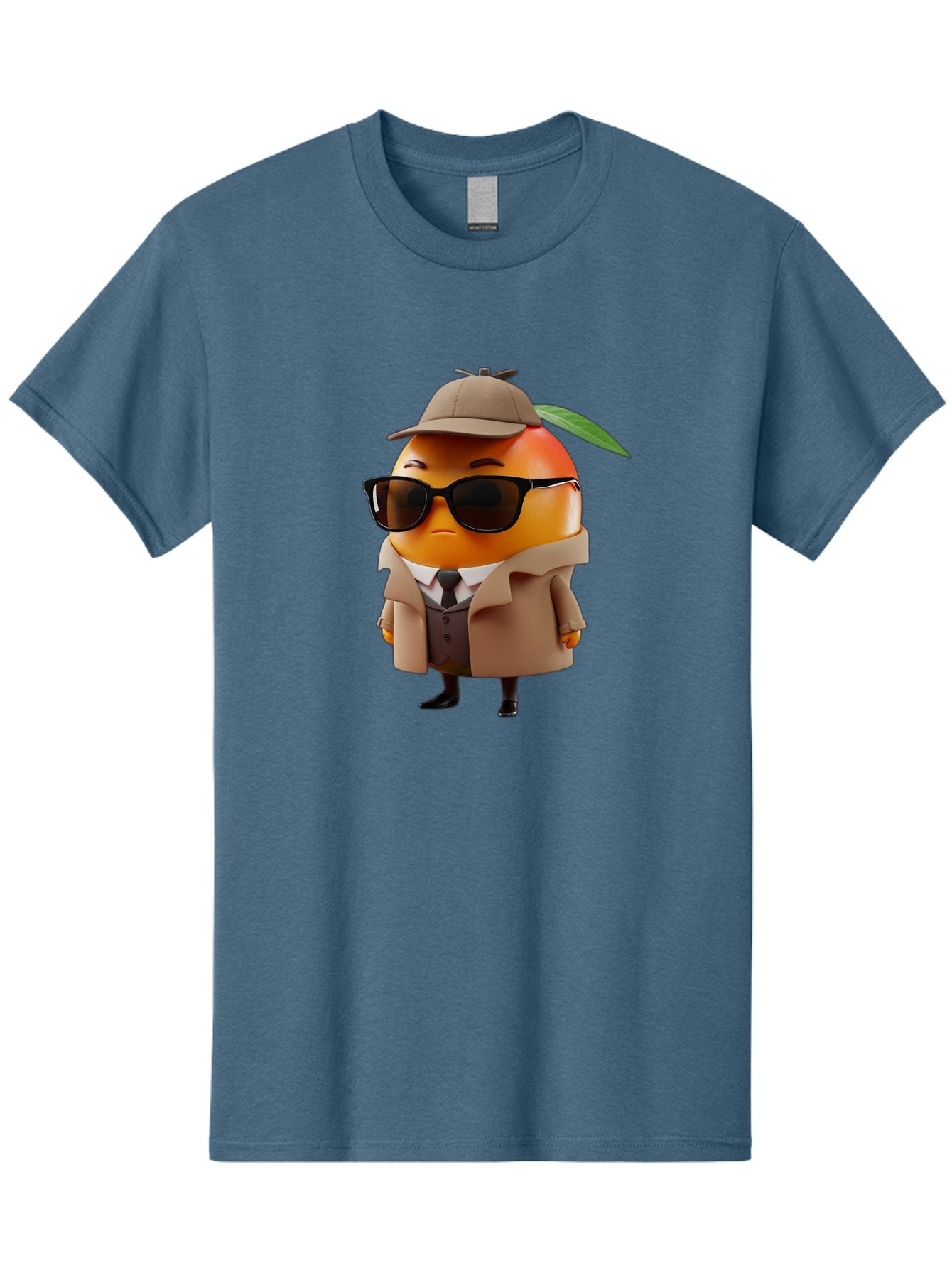 Orange-Detective Men'S Graphic Tee, 100% Cotton, Comfortable Casual Summer Wear, Machine Washable, Orange Character, Detective Orange, Anthropomorphic Fruit, Sunglasses, Trench Coat, Fedora Hat, Leaf Hatband, Stylish Outfit, Cartoon Character, Bac202 13