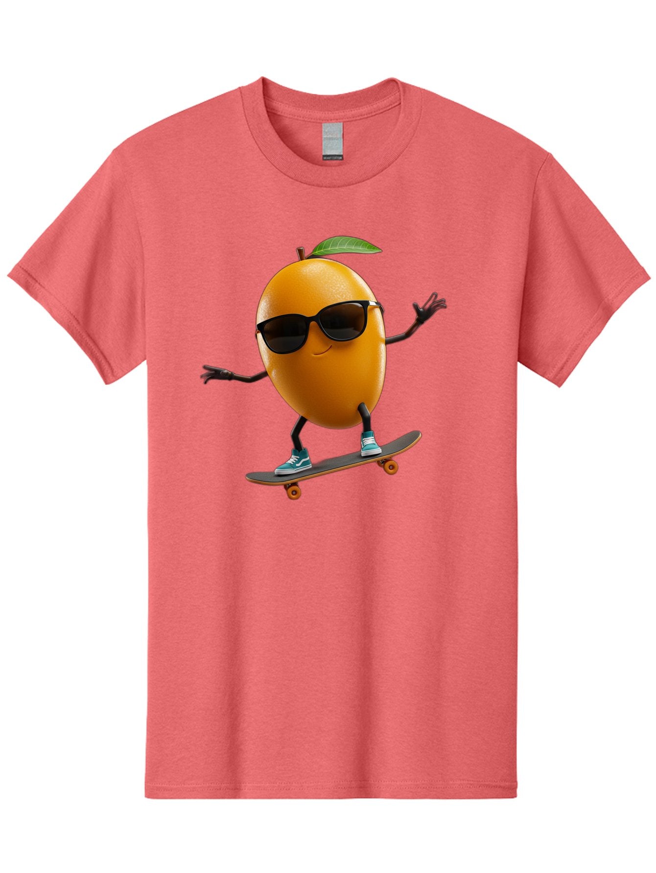 Orange-Skateboarder Men'S Graphic Tee, 100% Cotton, Comfortable Casual Summer Wear, Machine Washable, Cartoon Orange Character, Skateboarding, Sunglasses, Sneakers, Fun, Playful, Vibrant, Citrus Fruit Animation, Orange Skateboarder, Bac203 12