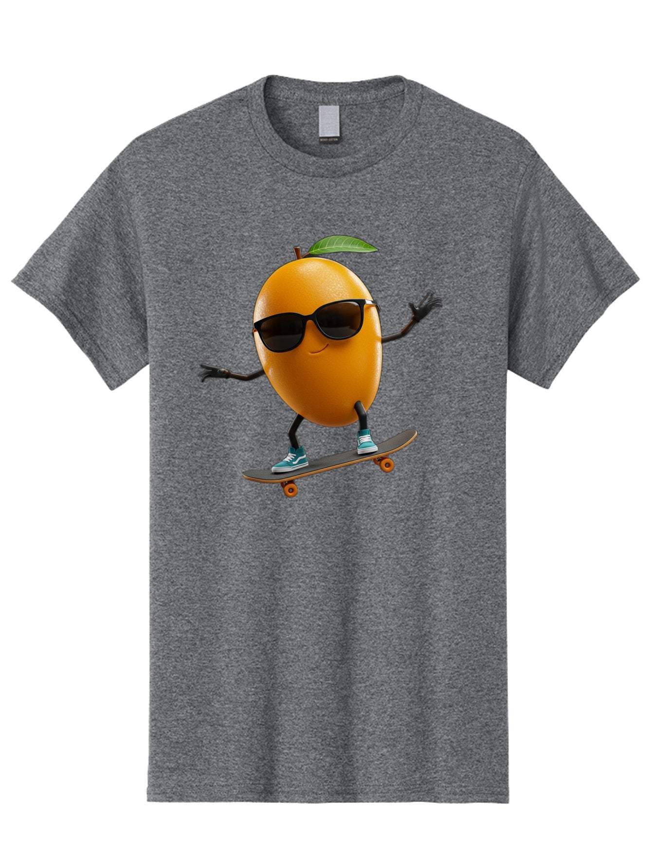 Orange-Skateboarder Men'S Graphic Tee, 100% Cotton, Comfortable Casual Summer Wear, Machine Washable, Cartoon Orange Character, Skateboarding, Sunglasses, Sneakers, Fun, Playful, Vibrant, Citrus Fruit Animation, Orange Skateboarder, Bac203 4
