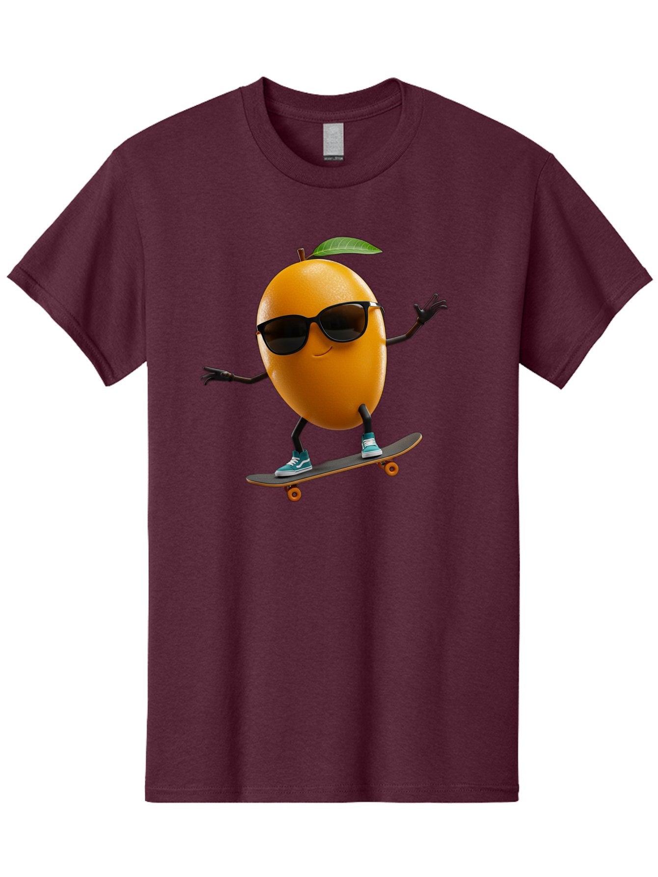 Orange-Skateboarder Men'S Graphic Tee, 100% Cotton, Comfortable Casual Summer Wear, Machine Washable, Cartoon Orange Character, Skateboarding, Sunglasses, Sneakers, Fun, Playful, Vibrant, Citrus Fruit Animation, Orange Skateboarder, Bac203 13
