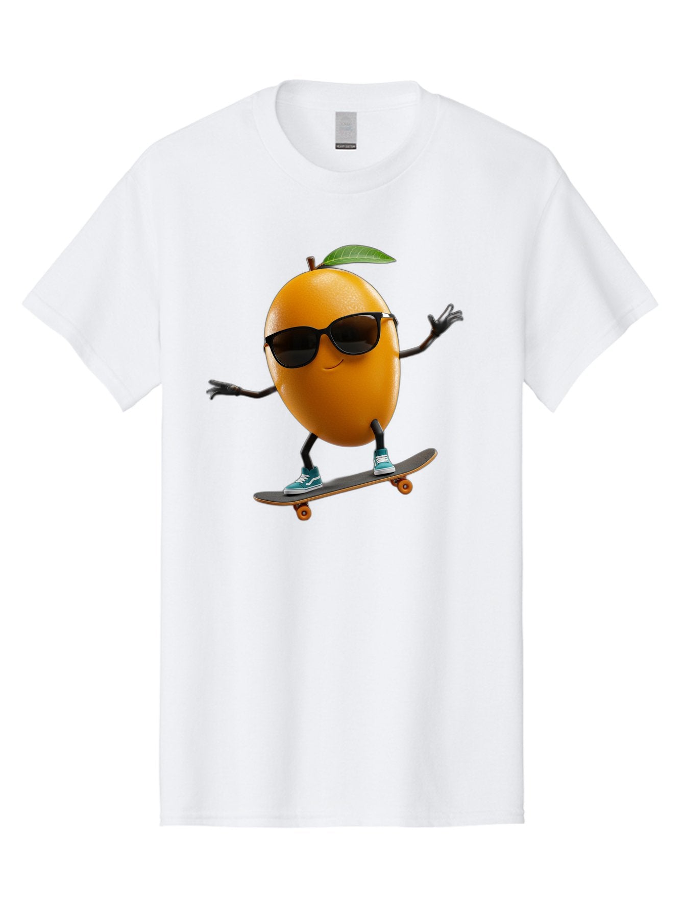 Orange-Skateboarder Men'S Graphic Tee, 100% Cotton, Comfortable Casual Summer Wear, Machine Washable, Cartoon Orange Character, Skateboarding, Sunglasses, Sneakers, Fun, Playful, Vibrant, Citrus Fruit Animation, Orange Skateboarder, Bac203 8