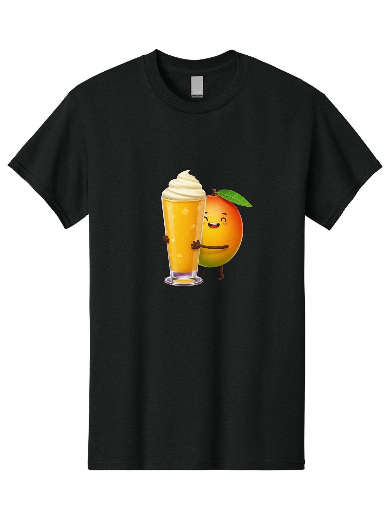 Orange-Smoothie Men'S Graphic Tee, 100% Cotton, Comfortable Casual Summer Wear, Machine Washable, Mango Smoothie, Creamy Texture, Orange Drink, Whipped Cream Topping, Cartoon Mango, Smiling Fruit, Happy Character, Refreshing Beverage, Bac204 6