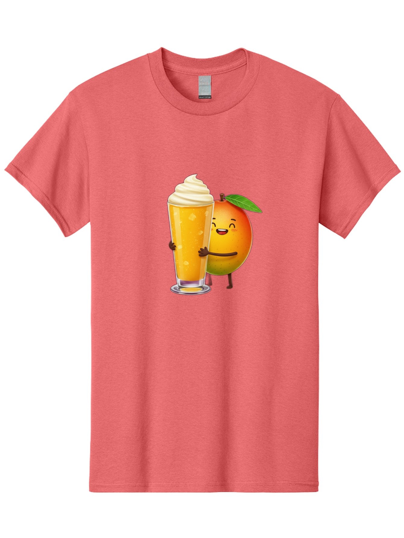 Orange-Smoothie Men'S Graphic Tee, 100% Cotton, Comfortable Casual Summer Wear, Machine Washable, Mango Smoothie, Creamy Texture, Orange Drink, Whipped Cream Topping, Cartoon Mango, Smiling Fruit, Happy Character, Refreshing Beverage, Bac204 7