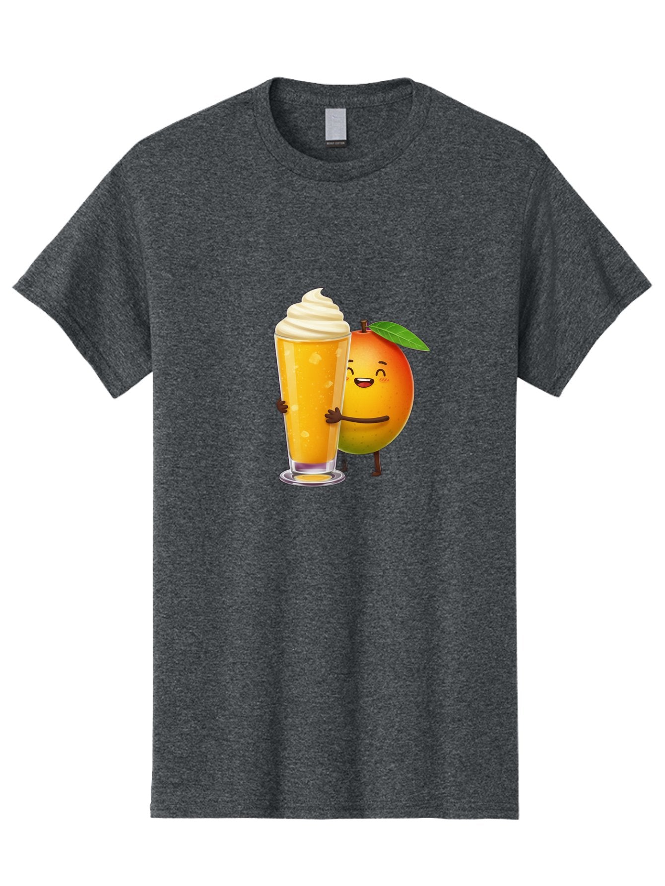 Orange-Smoothie Men'S Graphic Tee, 100% Cotton, Comfortable Casual Summer Wear, Machine Washable, Mango Smoothie, Creamy Texture, Orange Drink, Whipped Cream Topping, Cartoon Mango, Smiling Fruit, Happy Character, Refreshing Beverage, Bac204 4