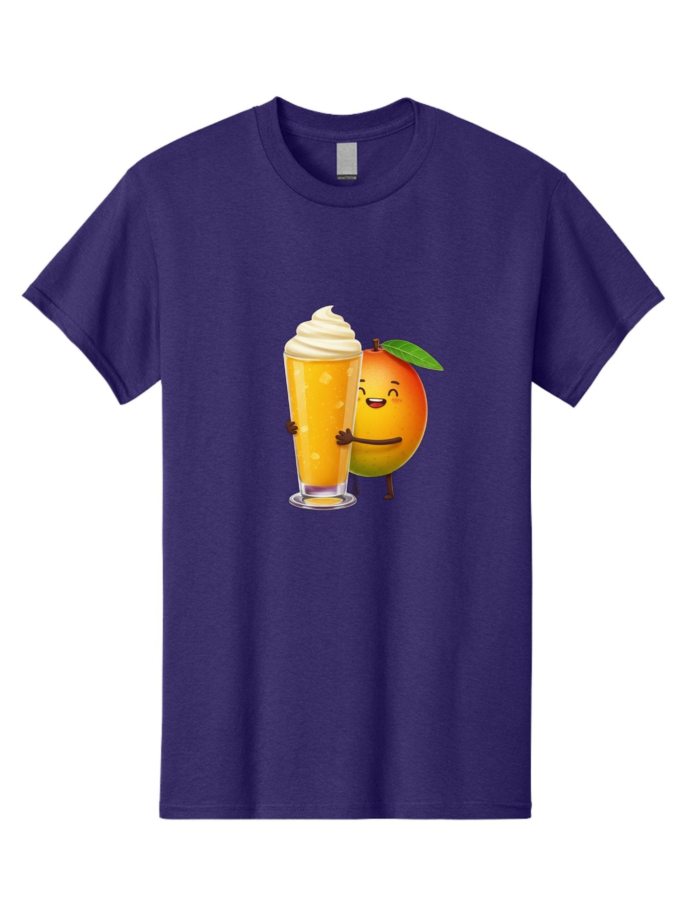Orange-Smoothie Men'S Graphic Tee, 100% Cotton, Comfortable Casual Summer Wear, Machine Washable, Mango Smoothie, Creamy Texture, Orange Drink, Whipped Cream Topping, Cartoon Mango, Smiling Fruit, Happy Character, Refreshing Beverage, Bac204 11