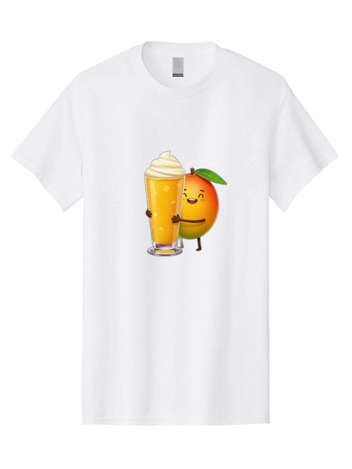 Orange-Smoothie Men'S Graphic Tee, 100% Cotton, Comfortable Casual Summer Wear, Machine Washable, Mango Smoothie, Creamy Texture, Orange Drink, Whipped Cream Topping, Cartoon Mango, Smiling Fruit, Happy Character, Refreshing Beverage, Bac204 10