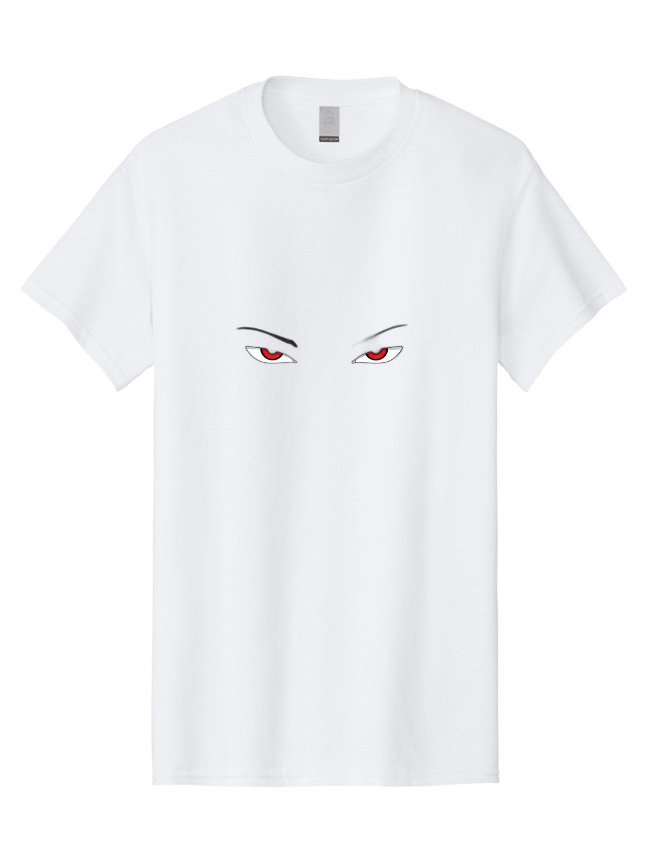 Pair-Of-Eyes Men'S Graphic Tee, 100% Cotton, Comfortable Casual Summer Wear, Machine Washable, Cartoon Eyes, Red Irises, White Eyes, Black Eyebrows, Anime Style, Simple Design, Bold Colors, Eye Contact Bac207 14