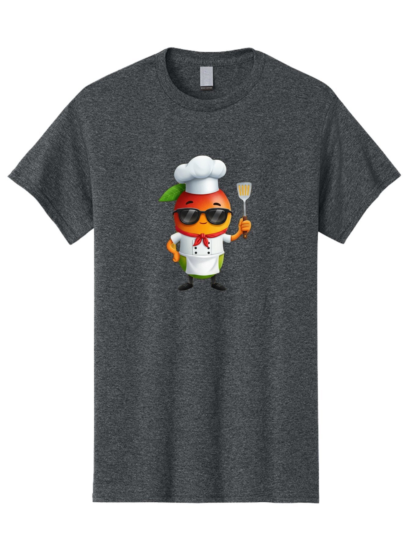 Papaya-Chef Men'S Graphic Tee, 100% Cotton, Comfortable Casual Summer Wear, Machine Washable, Cartoon Papaya, Chef Character, Cooking Illustration, Fun Kitchen, Papaya Mascot, Chef Hat, Sunglasses, Red Bandana, Kitchen Utensils, Bac208 4