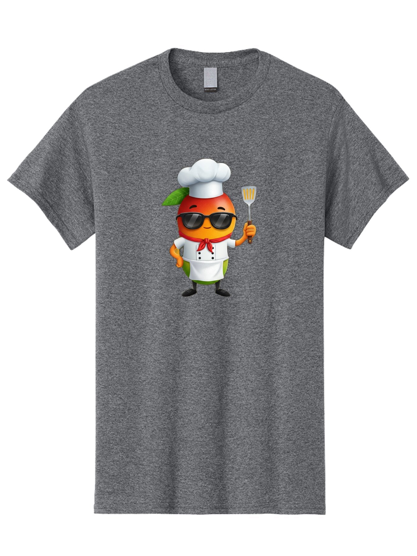 Papaya-Chef Men'S Graphic Tee, 100% Cotton, Comfortable Casual Summer Wear, Machine Washable, Cartoon Papaya, Chef Character, Cooking Illustration, Fun Kitchen, Papaya Mascot, Chef Hat, Sunglasses, Red Bandana, Kitchen Utensils, Bac208 6