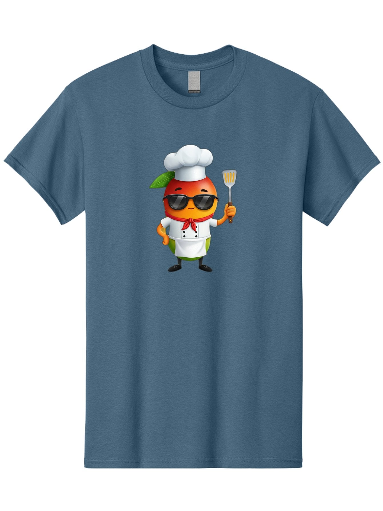 Papaya-Chef Men'S Graphic Tee, 100% Cotton, Comfortable Casual Summer Wear, Machine Washable, Cartoon Papaya, Chef Character, Cooking Illustration, Fun Kitchen, Papaya Mascot, Chef Hat, Sunglasses, Red Bandana, Kitchen Utensils, Bac208 12