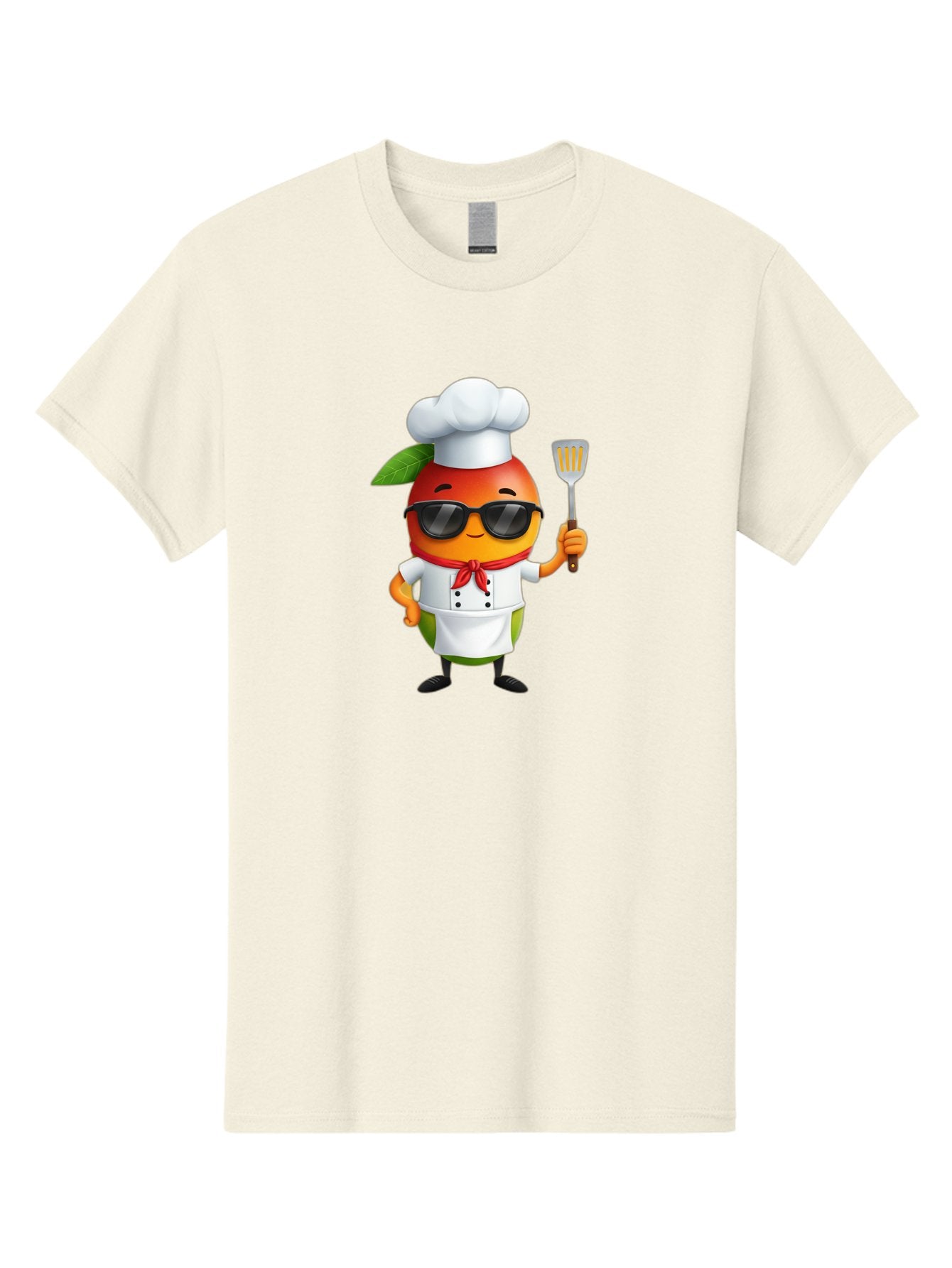 Papaya-Chef Men'S Graphic Tee, 100% Cotton, Comfortable Casual Summer Wear, Machine Washable, Cartoon Papaya, Chef Character, Cooking Illustration, Fun Kitchen, Papaya Mascot, Chef Hat, Sunglasses, Red Bandana, Kitchen Utensils, Bac208 7