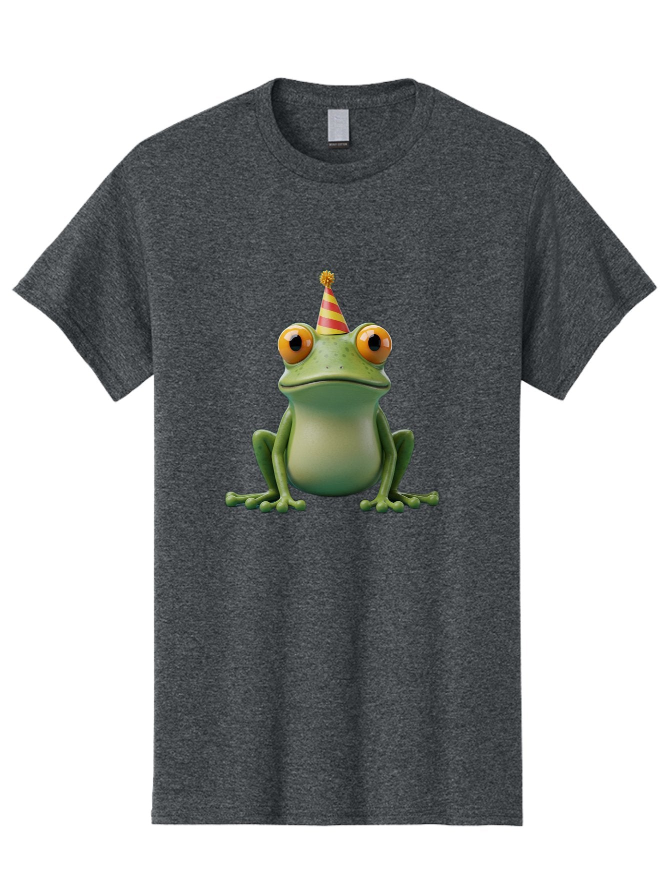Party-Frog-1 Men'S Graphic Tee, 100% Cotton, Comfortable Casual Summer Wear, Machine Washable, Funny Frog, Cartoon Character, Party Hat, Celebration Theme, Festive Atmosphere, Birthday Party, Humorous Illustration, 3D Rendering, Comical Eyes Bac209 7