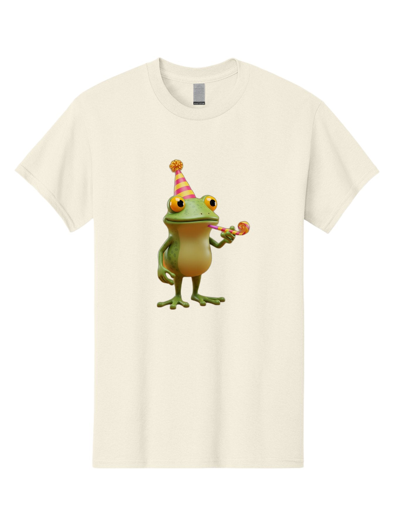 Party-Frog-2 Men'S Graphic Tee, 100% Cotton, Comfortable Casual Summer Wear, Machine Washable, Funny Cartoon Frog, Party Hat, Blowout Noise Maker, Playful Gesture, Whimsical Character, Vibrant Colors, Celebratory Mood, Comical Image, Bac210 15