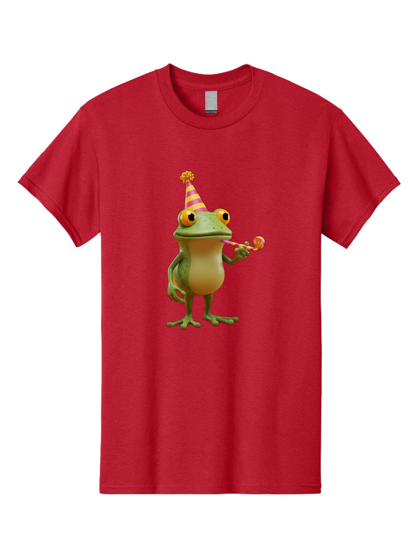 Party-Frog-2 Men'S Graphic Tee, 100% Cotton, Comfortable Casual Summer Wear, Machine Washable, Funny Cartoon Frog, Party Hat, Blowout Noise Maker, Playful Gesture, Whimsical Character, Vibrant Colors, Celebratory Mood, Comical Image, Bac210 8