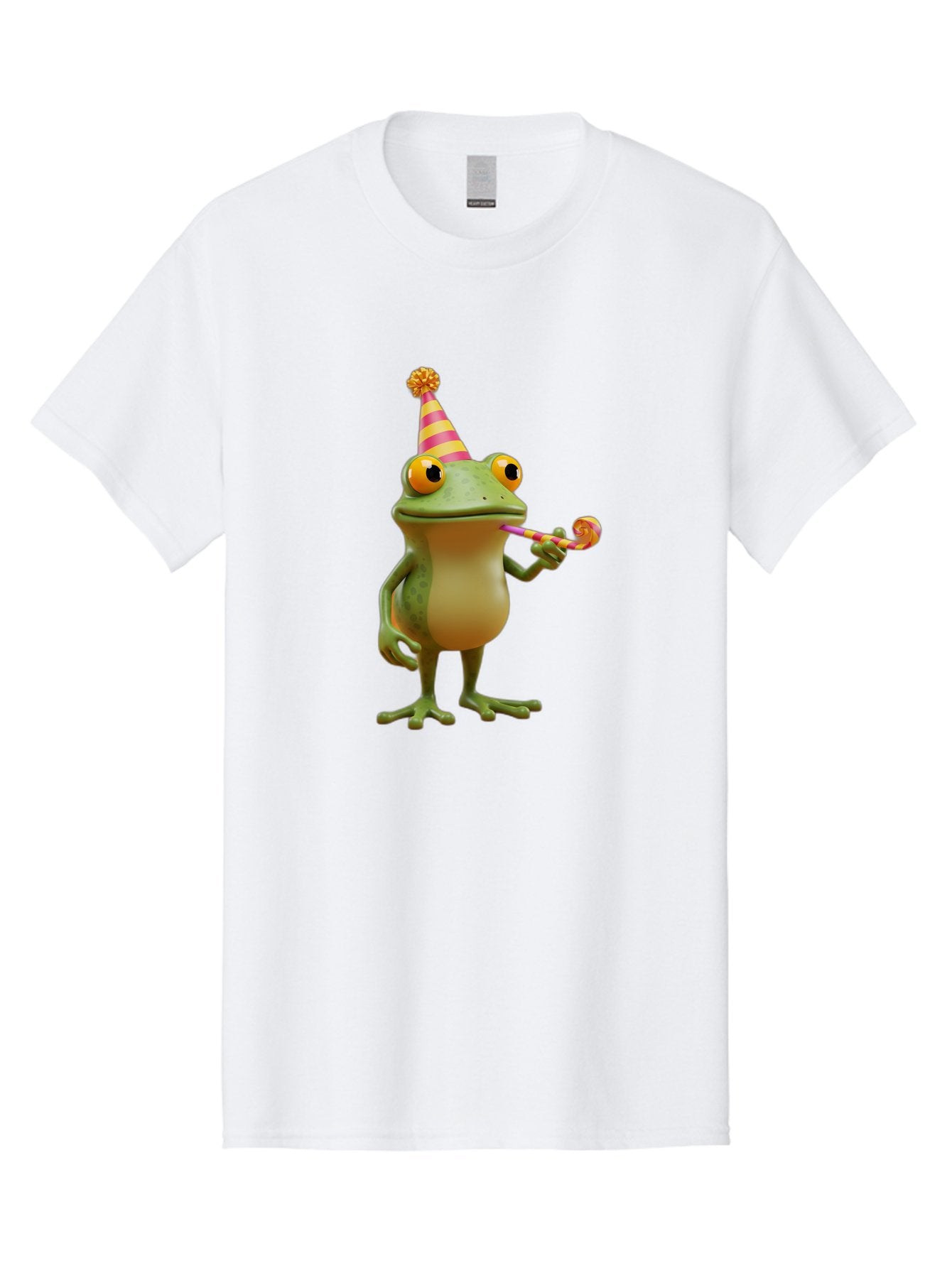 Party-Frog-2 Men'S Graphic Tee, 100% Cotton, Comfortable Casual Summer Wear, Machine Washable, Funny Cartoon Frog, Party Hat, Blowout Noise Maker, Playful Gesture, Whimsical Character, Vibrant Colors, Celebratory Mood, Comical Image, Bac210 13