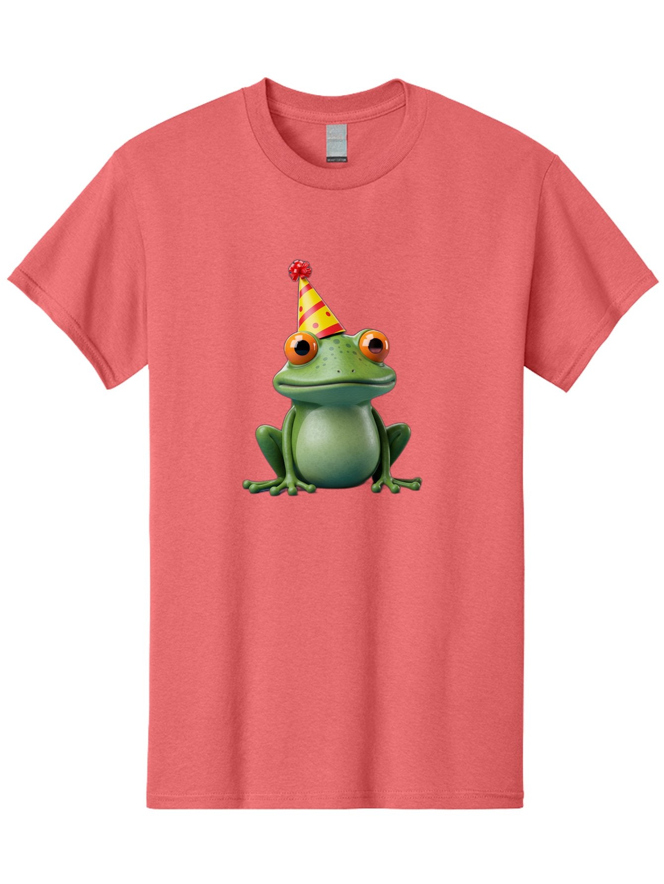 Party-Frog-3 Men'S Graphic Tee, 100% Cotton, Comfortable Casual Summer Wear, Machine Washable, Cartoon Frog, Party Hat, Festive Atmosphere, Celebration Mode, Fun And Playful, Vibrant Colors, Happy Mood, 3D Rendering, Humorous Character, Bac211 13