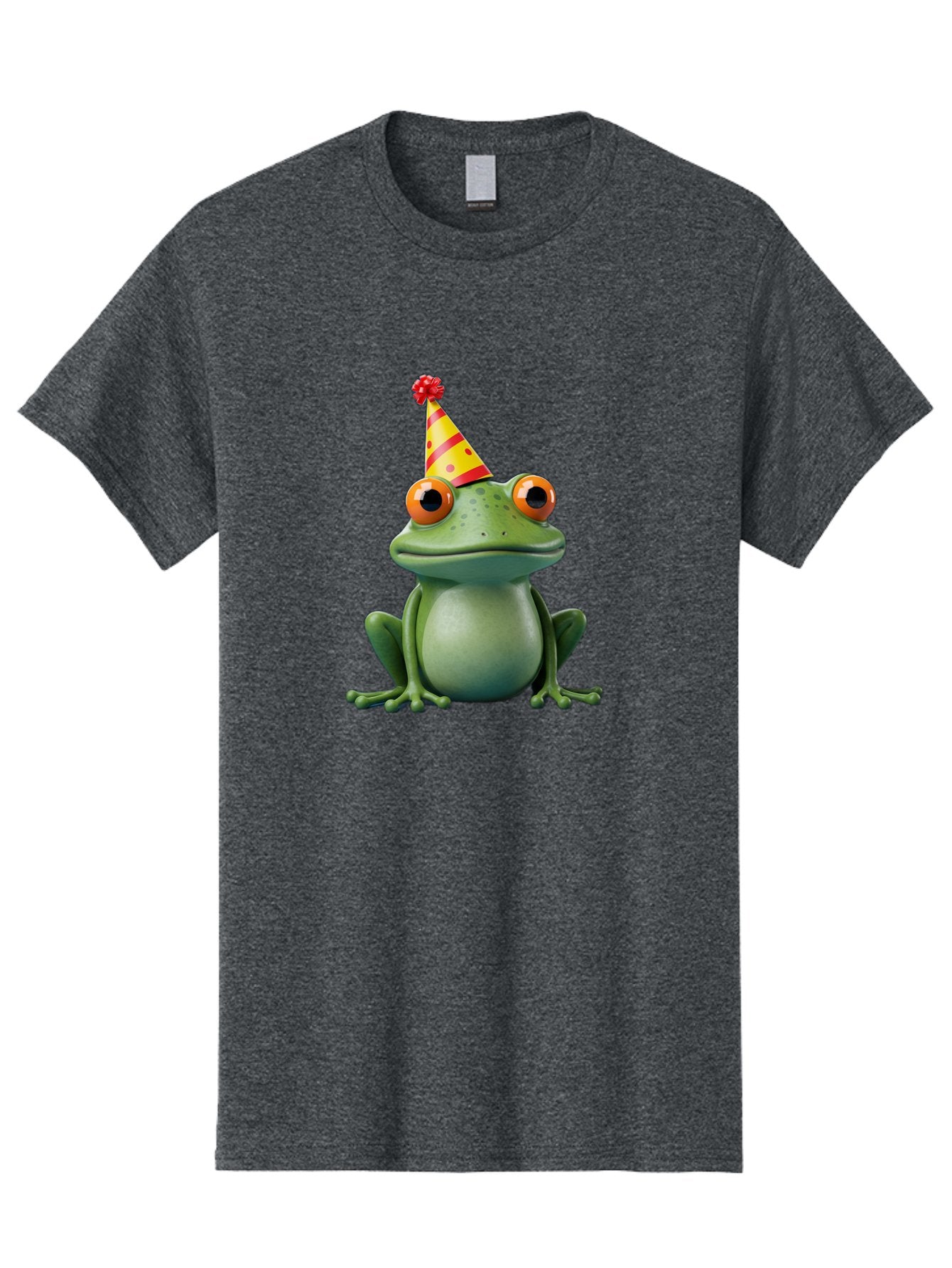 Party-Frog-3 Men'S Graphic Tee, 100% Cotton, Comfortable Casual Summer Wear, Machine Washable, Cartoon Frog, Party Hat, Festive Atmosphere, Celebration Mode, Fun And Playful, Vibrant Colors, Happy Mood, 3D Rendering, Humorous Character, Bac211 11