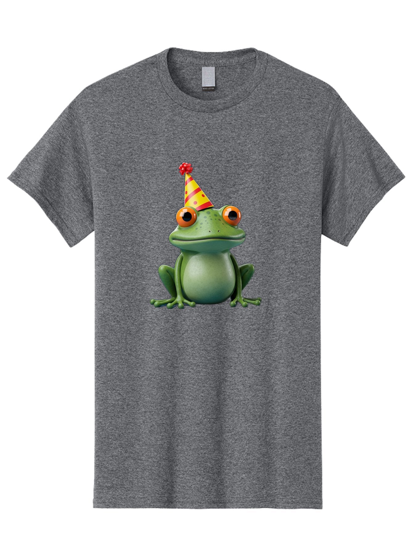 Party-Frog-3 Men'S Graphic Tee, 100% Cotton, Comfortable Casual Summer Wear, Machine Washable, Cartoon Frog, Party Hat, Festive Atmosphere, Celebration Mode, Fun And Playful, Vibrant Colors, Happy Mood, 3D Rendering, Humorous Character, Bac211 12