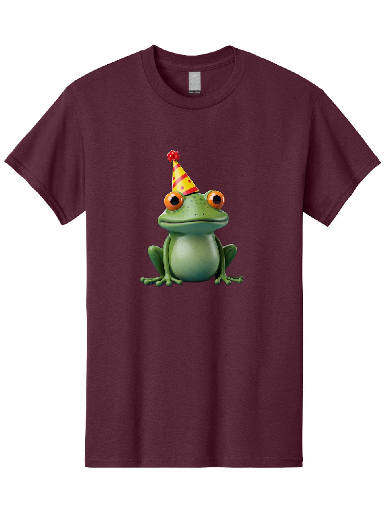 Party-Frog-3 Men'S Graphic Tee, 100% Cotton, Comfortable Casual Summer Wear, Machine Washable, Cartoon Frog, Party Hat, Festive Atmosphere, Celebration Mode, Fun And Playful, Vibrant Colors, Happy Mood, 3D Rendering, Humorous Character, Bac211 7