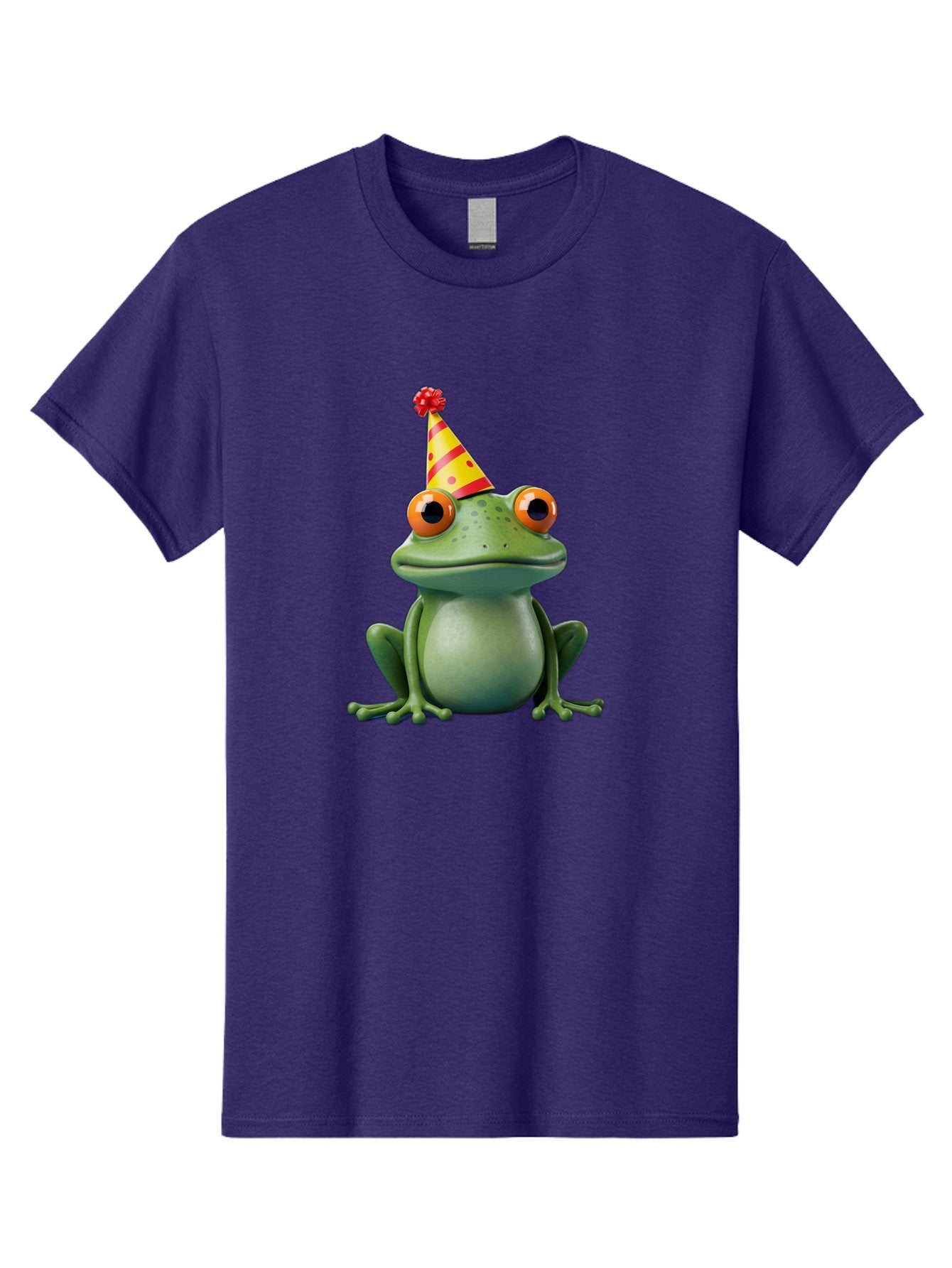 Party-Frog-3 Men'S Graphic Tee, 100% Cotton, Comfortable Casual Summer Wear, Machine Washable, Cartoon Frog, Party Hat, Festive Atmosphere, Celebration Mode, Fun And Playful, Vibrant Colors, Happy Mood, 3D Rendering, Humorous Character, Bac211 4