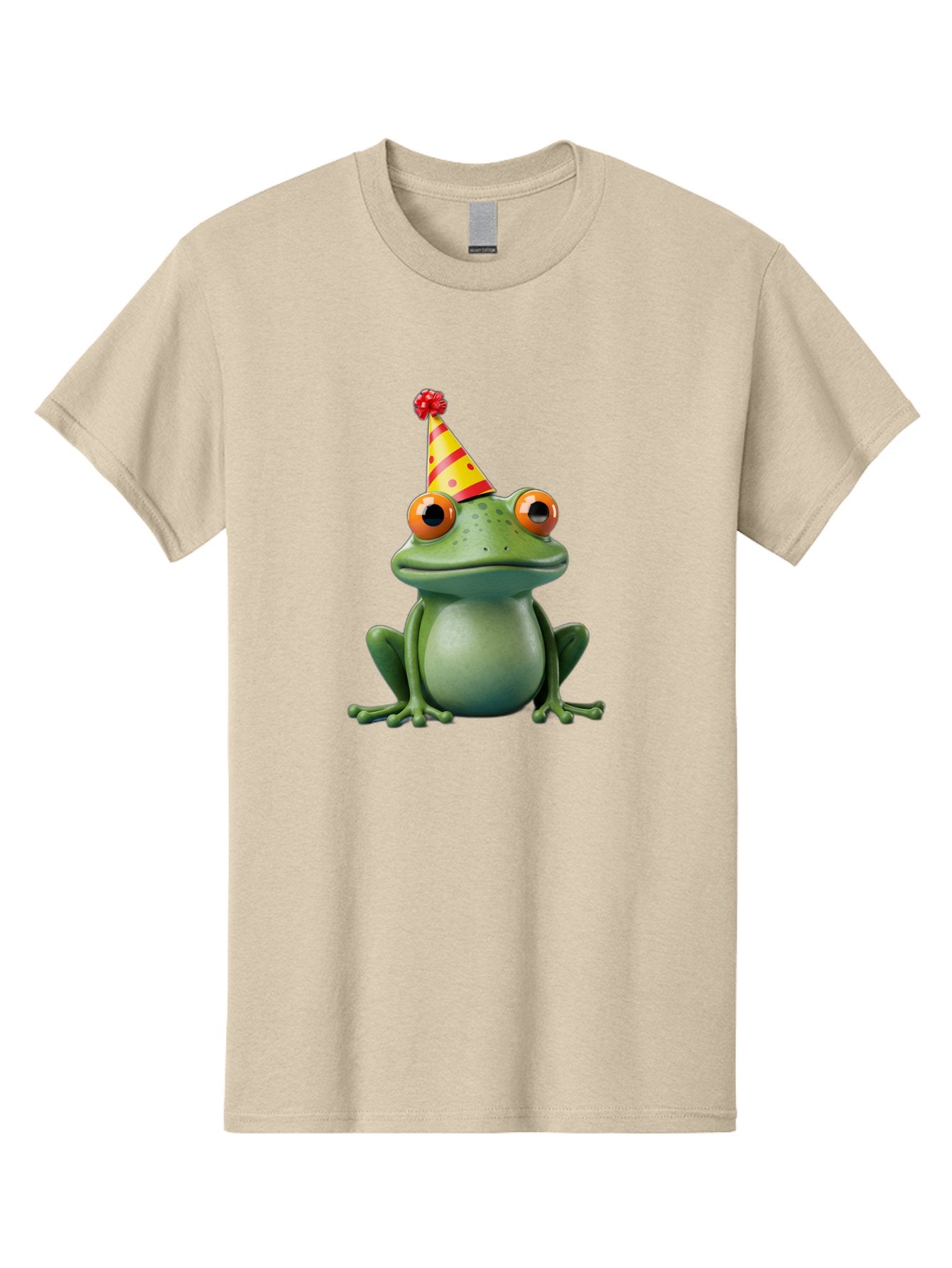 Party-Frog-3 Men'S Graphic Tee, 100% Cotton, Comfortable Casual Summer Wear, Machine Washable, Cartoon Frog, Party Hat, Festive Atmosphere, Celebration Mode, Fun And Playful, Vibrant Colors, Happy Mood, 3D Rendering, Humorous Character, Bac211 9