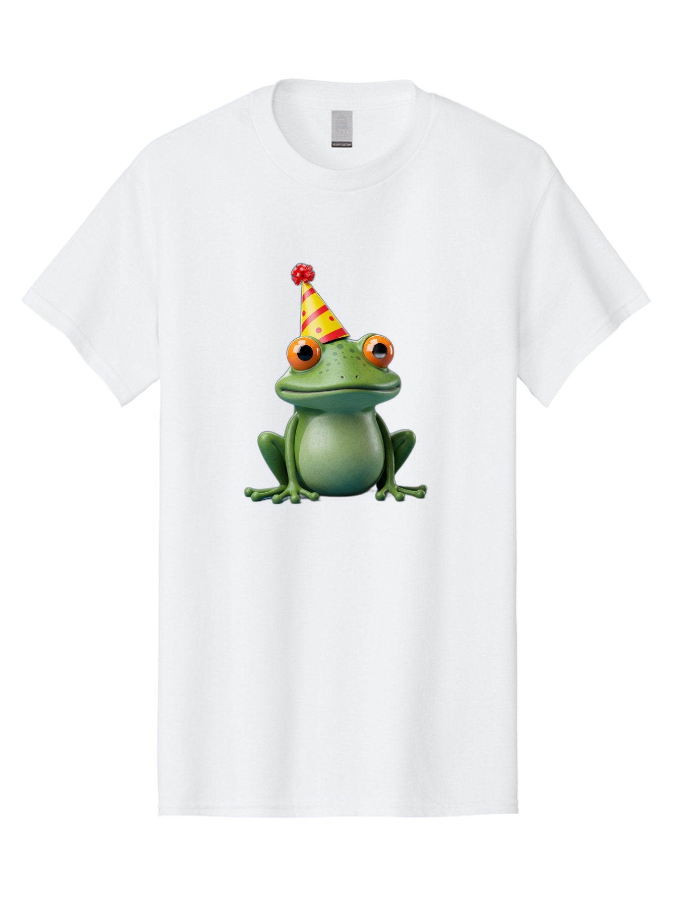 Party-Frog-3 Men'S Graphic Tee, 100% Cotton, Comfortable Casual Summer Wear, Machine Washable, Cartoon Frog, Party Hat, Festive Atmosphere, Celebration Mode, Fun And Playful, Vibrant Colors, Happy Mood, 3D Rendering, Humorous Character, Bac211 8