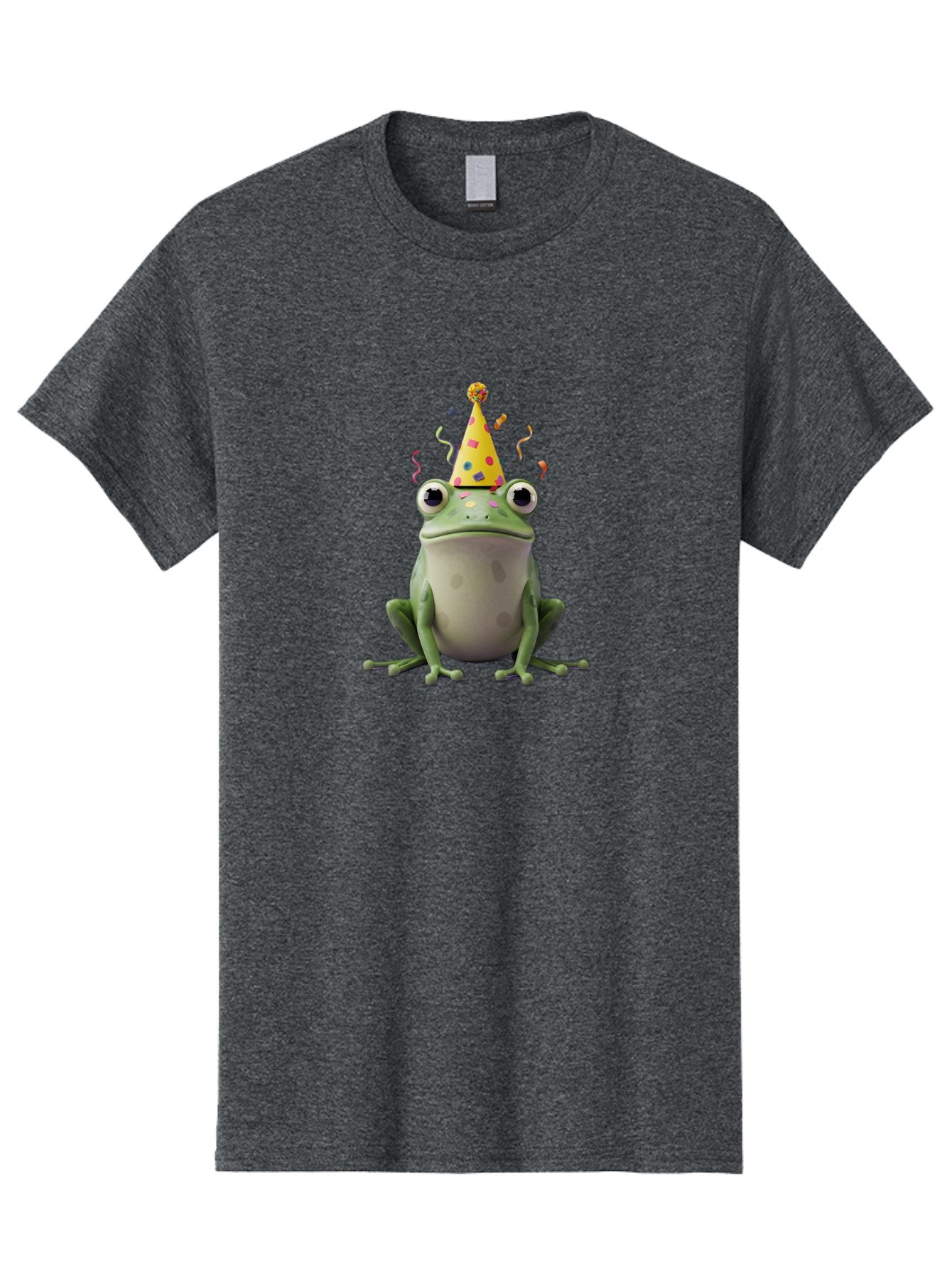 Party-Frog-4 Men'S Graphic Tee, 100% Cotton, Comfortable Casual Summer Wear, Machine Washable, Cartoon Frog, Party Hat, Celebration, Confetti, Funny Animal, Playful Creature, Festive Atmosphere, Colorful Decorations, Joyful Moment, Bac212