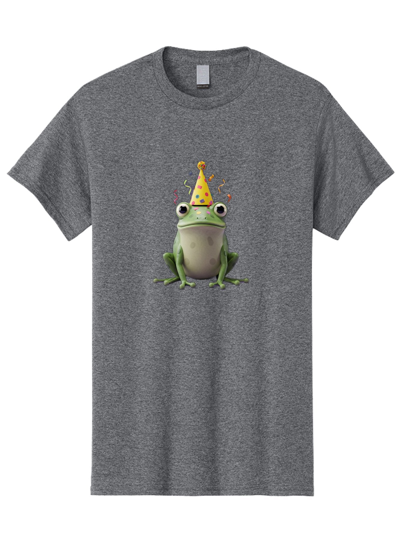 Party-Frog-4 Men'S Graphic Tee, 100% Cotton, Comfortable Casual Summer Wear, Machine Washable, Cartoon Frog, Party Hat, Celebration, Confetti, Funny Animal, Playful Creature, Festive Atmosphere, Colorful Decorations, Joyful Moment, Bac212