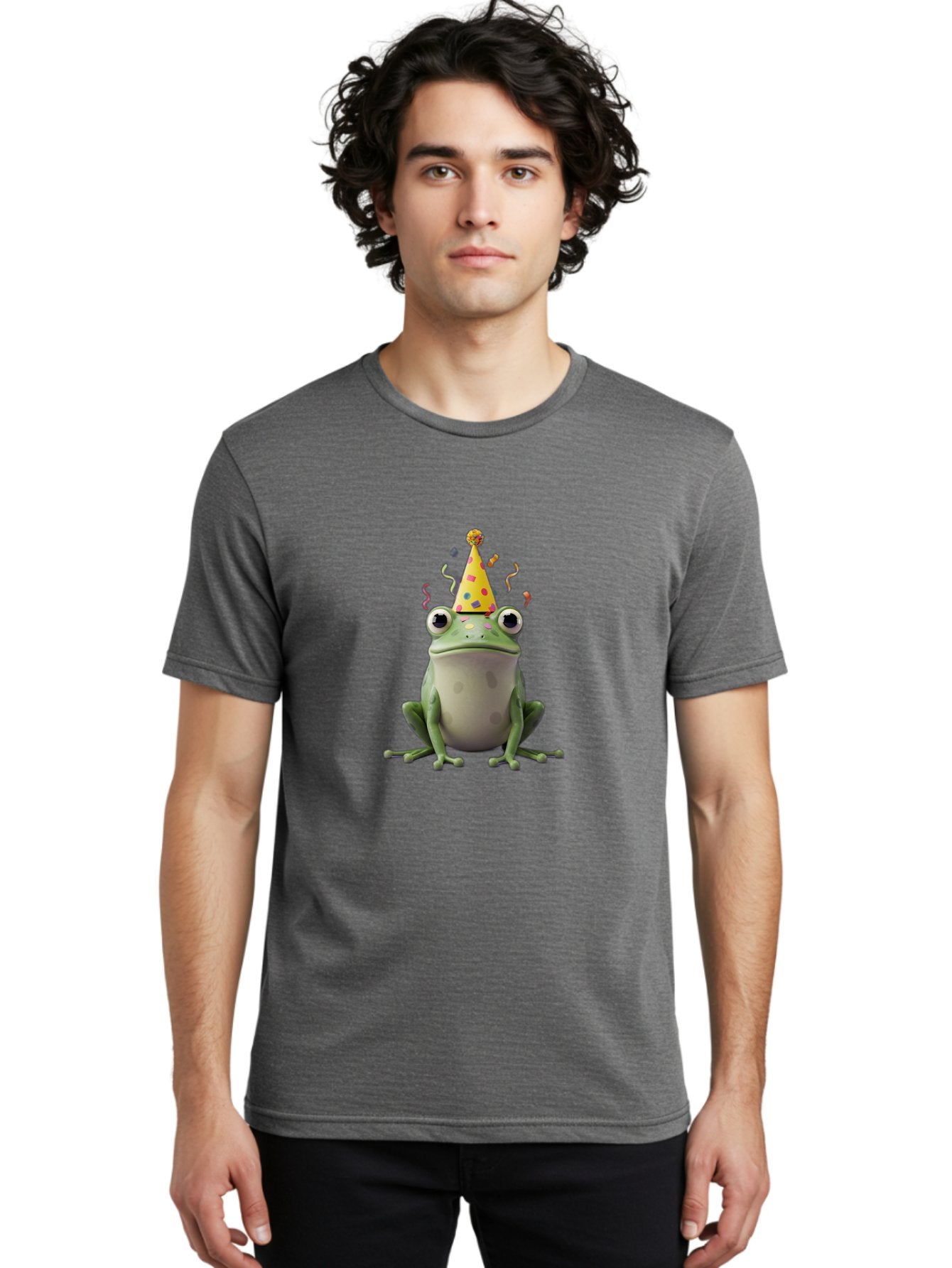 Party-Frog-4 Men'S Graphic Tee, 100% Cotton, Comfortable Casual Summer Wear, Machine Washable, Cartoon Frog, Party Hat, Celebration, Confetti, Funny Animal, Playful Creature, Festive Atmosphere, Colorful Decorations, Joyful Moment, Bac212 19