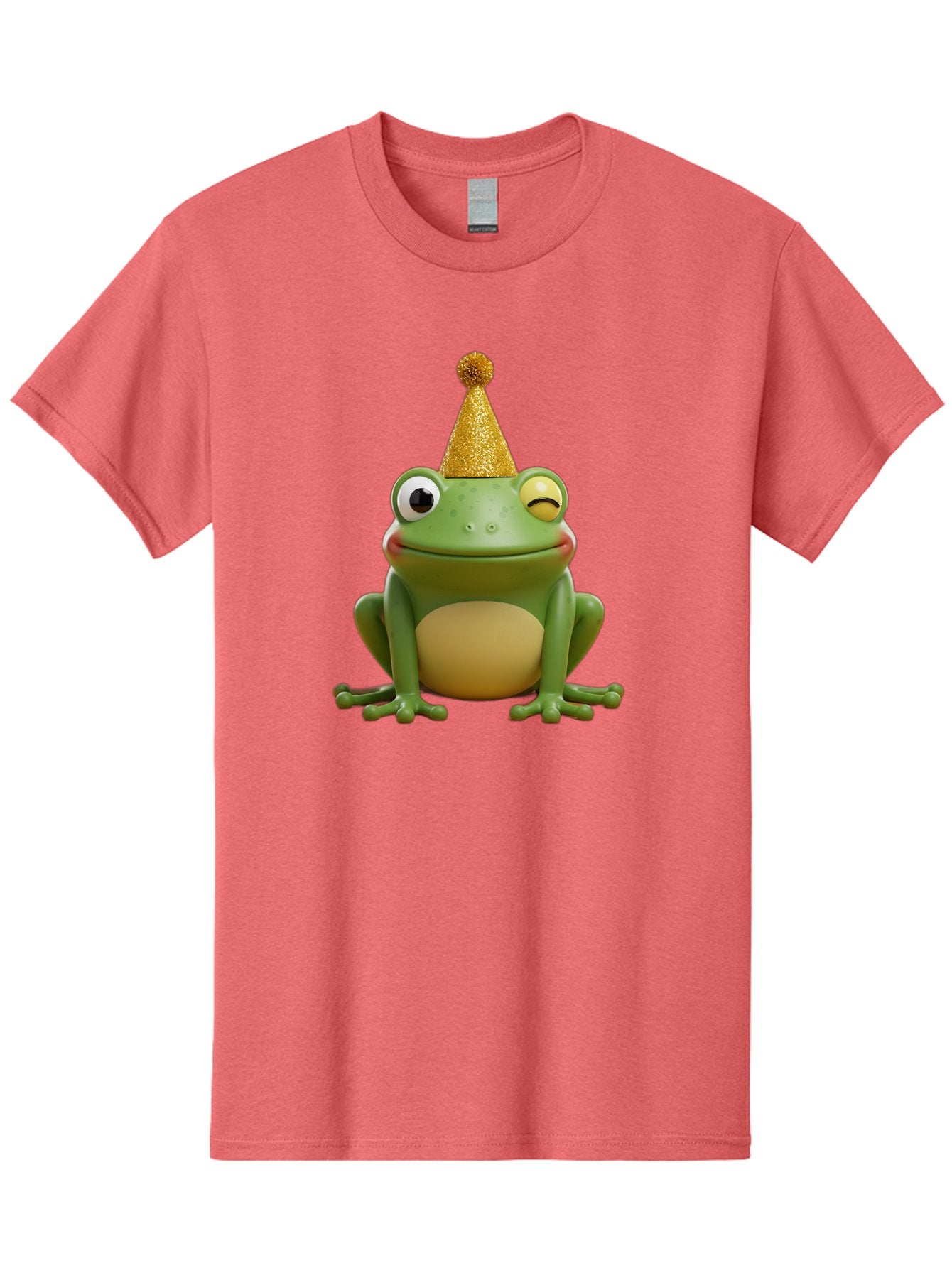 Party-Frog-5 Men'S Graphic Tee, 100% Cotton, Comfortable Casual Summer Wear, Machine Washable, Funny Cartoon Frog, Party Hat, Gold Confetti Hat, Celebration, Happiness, Cute Amphibian, Party Animal, Humorous Illustration, Whimsical Design, Bac213 4