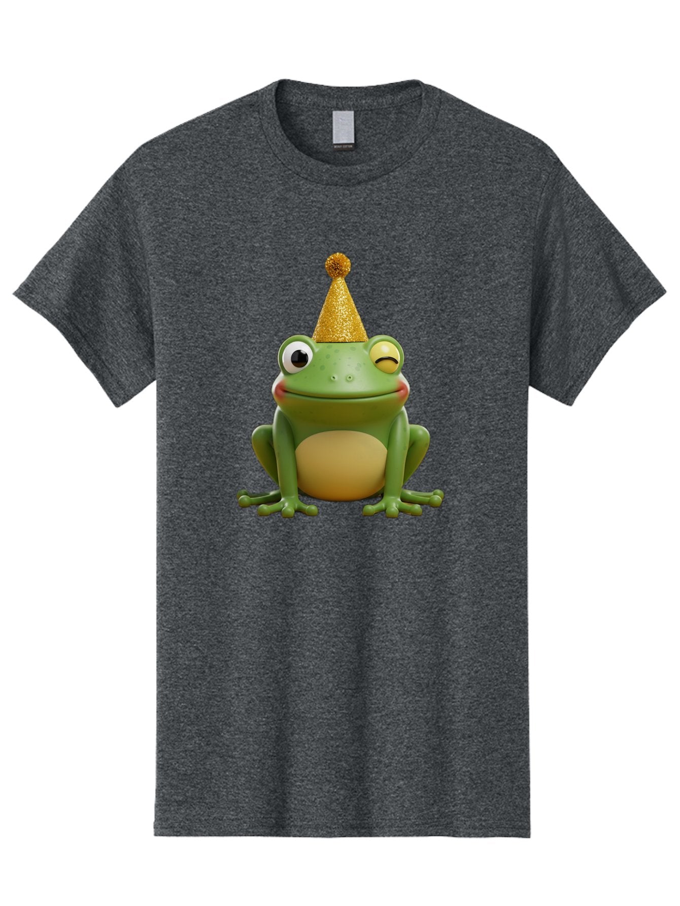 Party-Frog-5 Men'S Graphic Tee, 100% Cotton, Comfortable Casual Summer Wear, Machine Washable, Funny Cartoon Frog, Party Hat, Gold Confetti Hat, Celebration, Happiness, Cute Amphibian, Party Animal, Humorous Illustration, Whimsical Design, Bac213 7